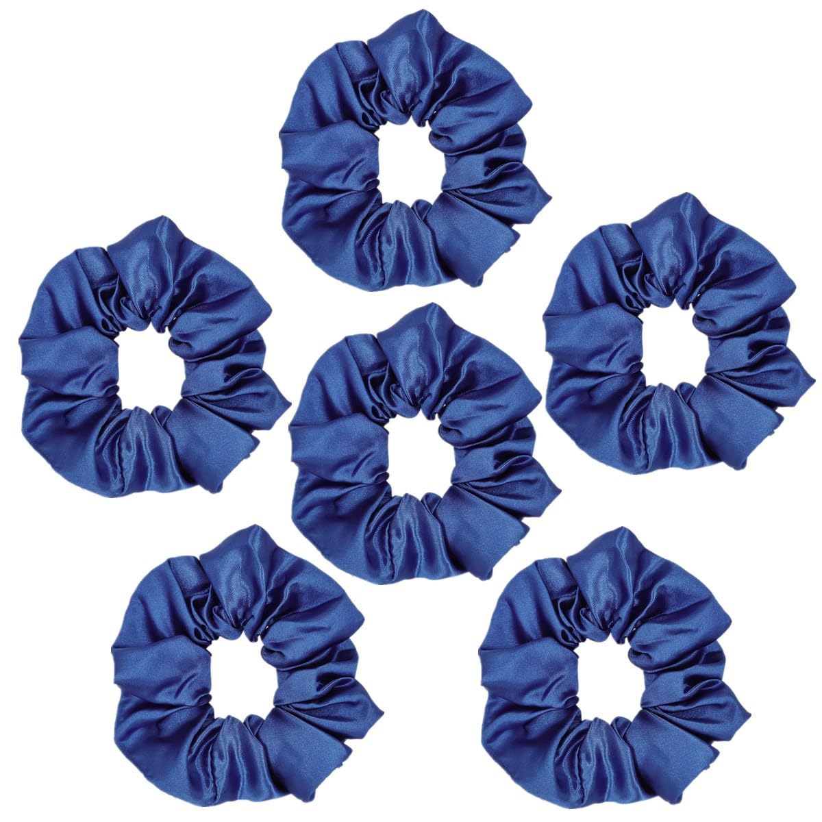 Sufermoe 6 Pcs Satin Silk Hair Scrunchies, Dark Blue (4.5 Inch) - Hair Ties for Women and Girls, Hair Accessories