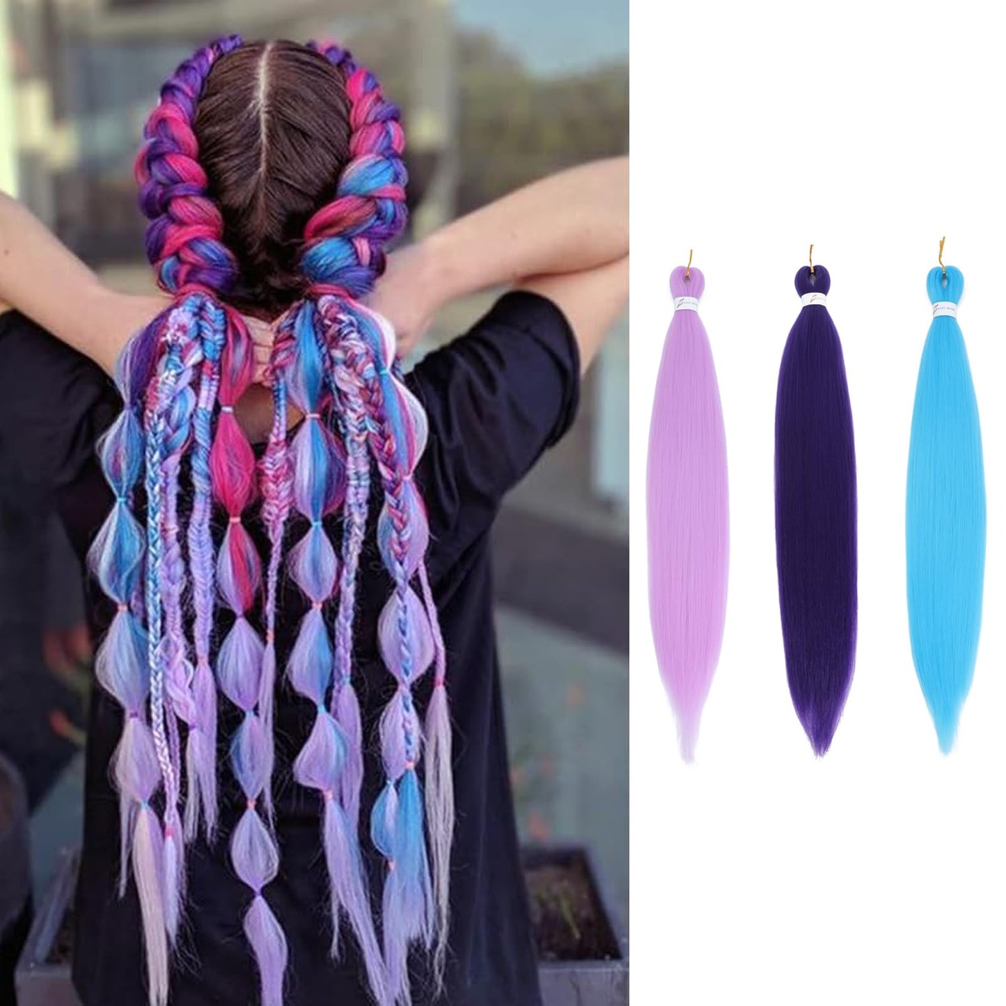 Braiding Hair Pre Stretched 26 Inch Braiding Hair Extensions for Braids 3Packs Long Braids Crochet Hair for Braiding 3Colors EZ Braids Hot Water Setting Braiding Hair(70℃/80℃)