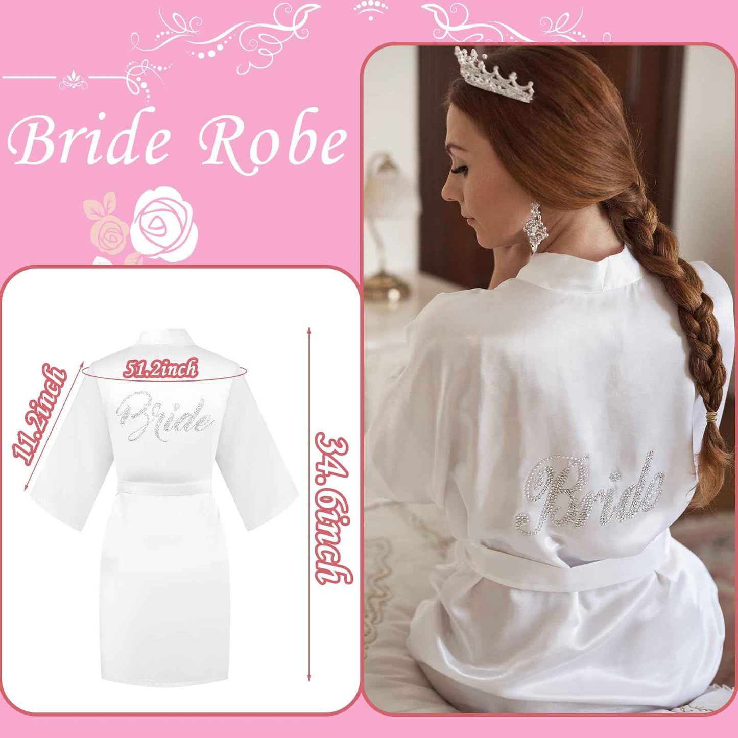 Tkifoda Bride to Be Gift Set - I Do Bride Slippers, Robe, Hair Claw, Makeup Bag - Bridal Shower & Wedding Gift