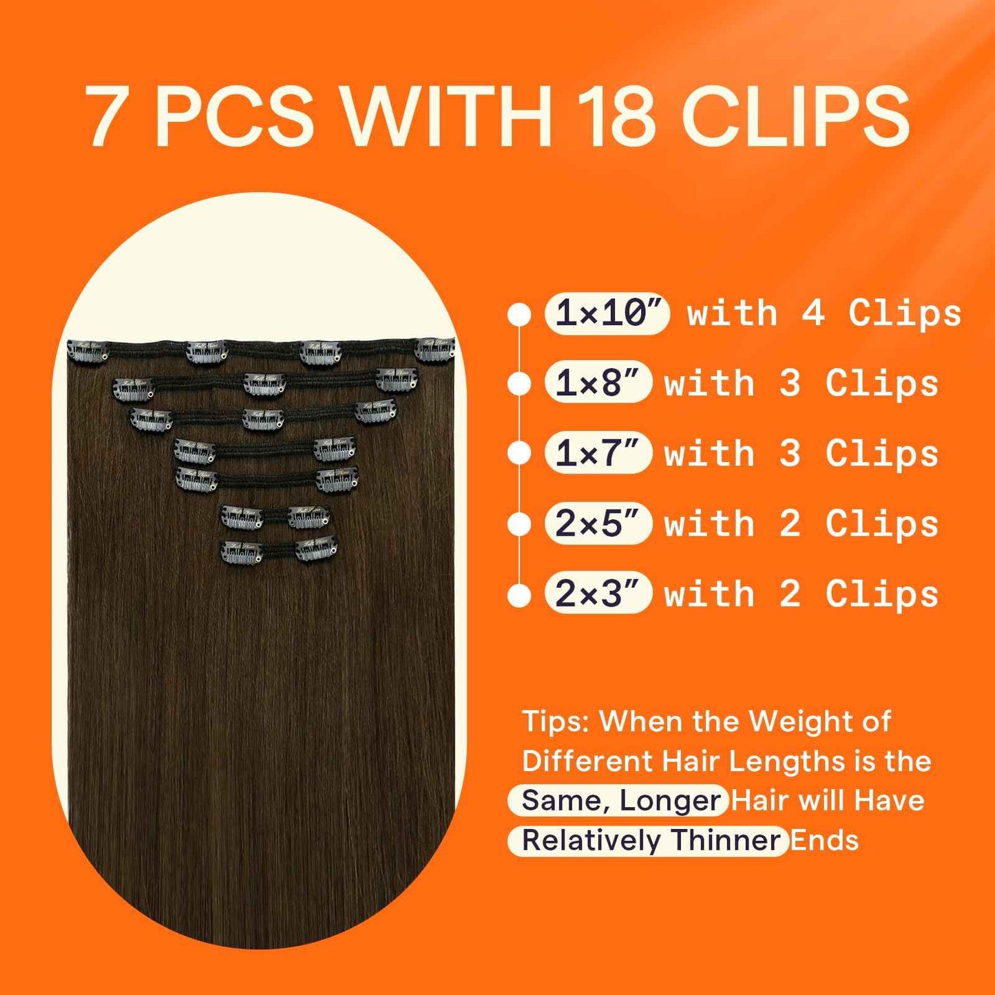 Full Shine Brown Clip in Human Hair 7 Pcs Natural Brown Clip in Extensions Real Human Hair Triple Weft Clip in Hair Extensions Brazilian Remy Hair for Short 12 Inch 95 G