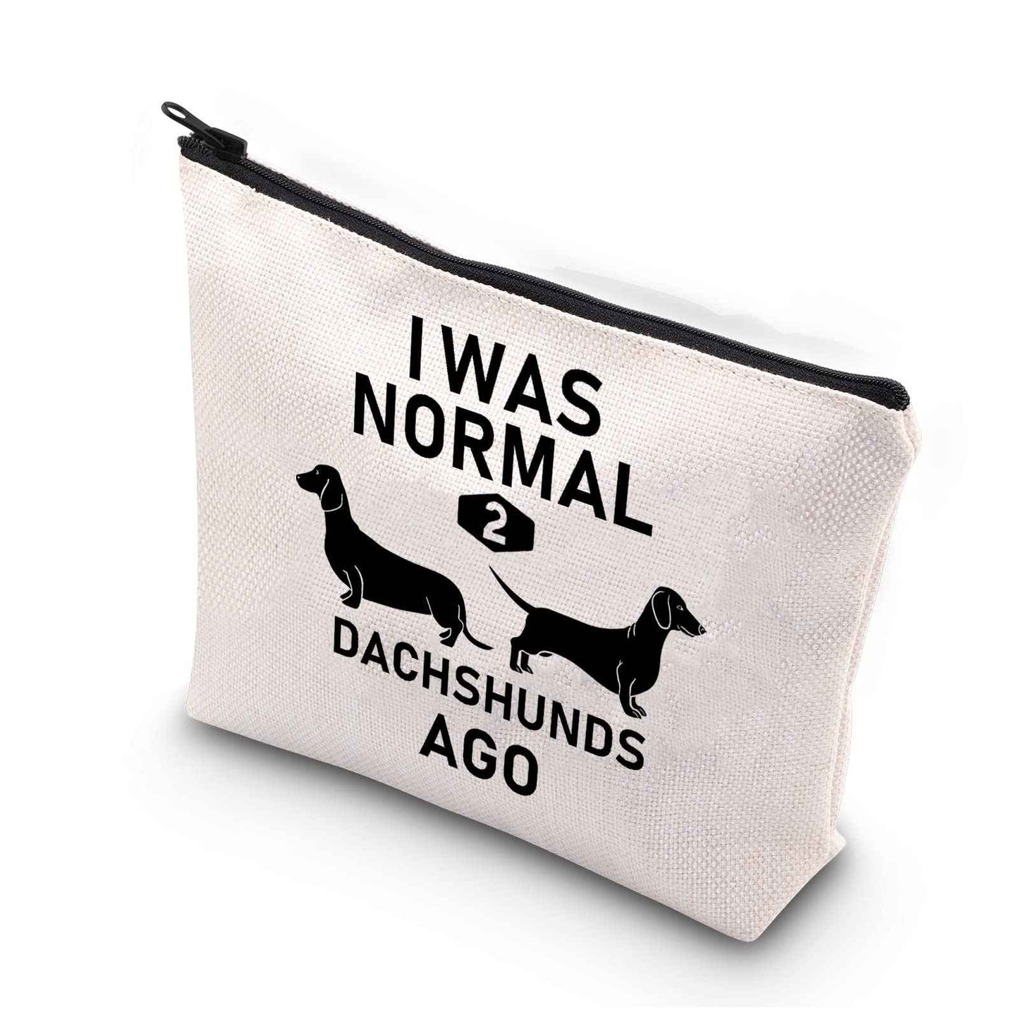 BDPWSS Dachshund Cosmetic Bags for women Dachshund Lover Gift I Was Normal 2 Dachshunds Ago Dachshund Gift (2 dachshunds ago)