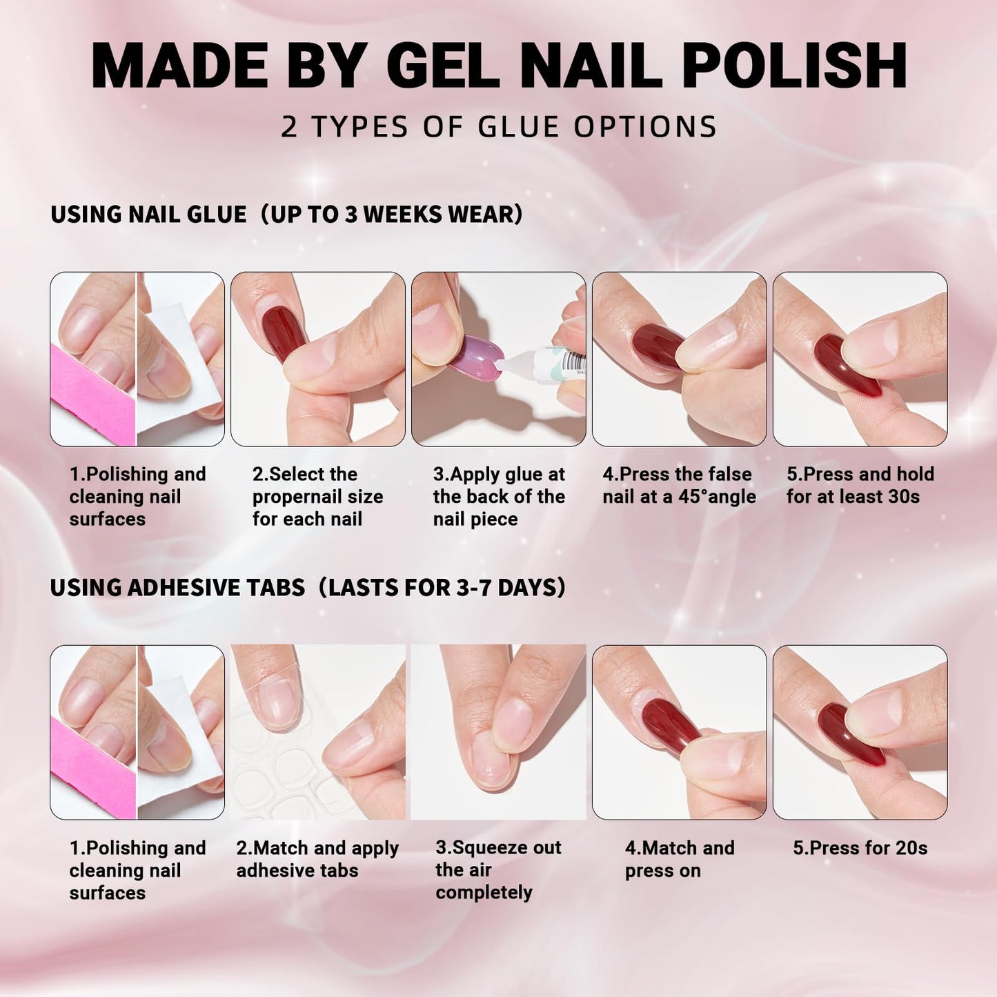 Press on Nails Medium,Light Purple Almond Stiletto Glossy Handmade Gel False Nails,Reusable Salon Perfect Fake Nail Kit in 12 Sizes - 24 Pcs Pure Color Glue On Nails Kit for Women Gift