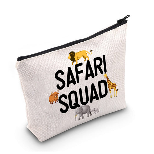 LEVLO Safari Squad Makeup Bag African Safari Trip Wild Animal Lover Travel Zipper Pouch(Safari Squad)