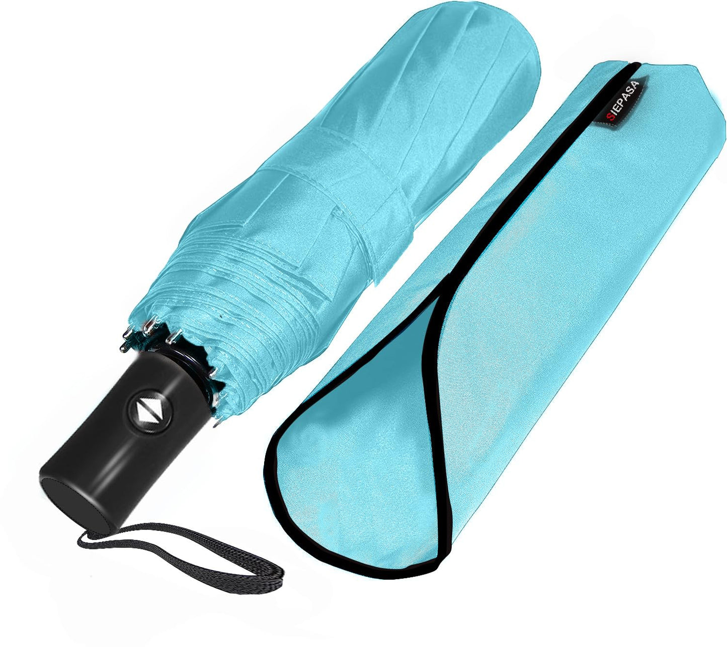 SIEPASA Windproof Travel Compact Umbrella-Automatic Umbrellas for Rain-Compact Folding Umbrella, Travel Umbrella Compact, Small Portable Windproof Umbrellas for Men Women Teenage.(Light Blue)