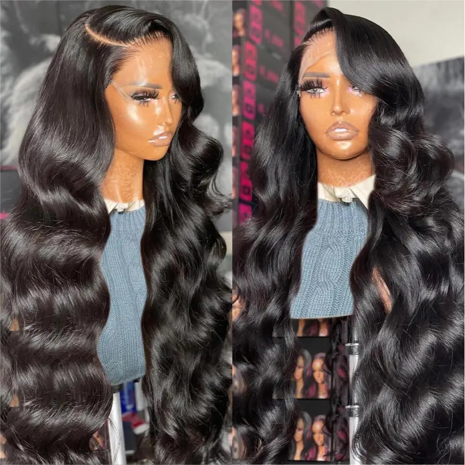 LHENDS 28 Inch 13x6 Body Wave Lace Front Wigs Human Hair Pre Plucked Glueless Wigs Human Hair 180% Density Body Wave 13x6 HD Transparent Frontal Wigs Human Hair Lace Front Wigs for Women