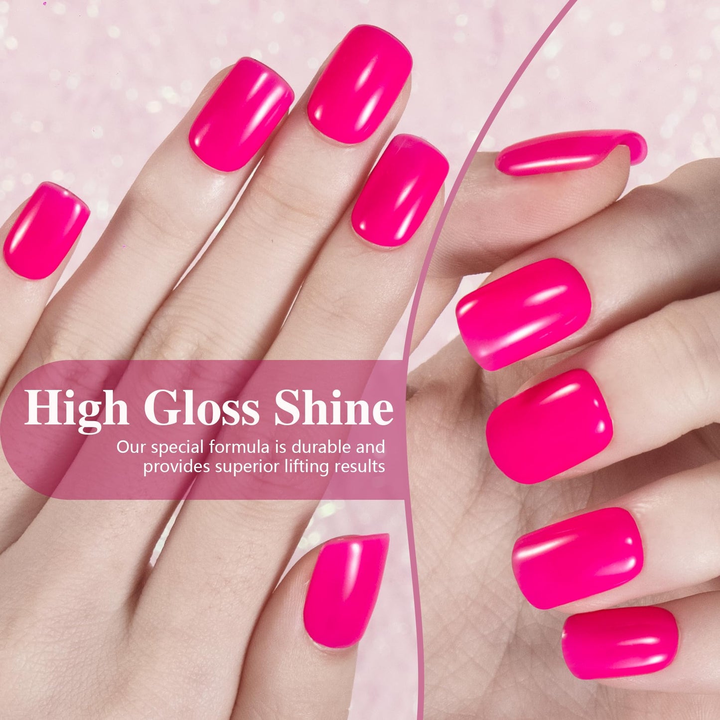 ABAC One-step Gel Nail Polish,1 Pcs 15ml Hot Pink Gel Polish Color Soak Off LED Nail Gel Polish Nail Art Valentine's Day Gift