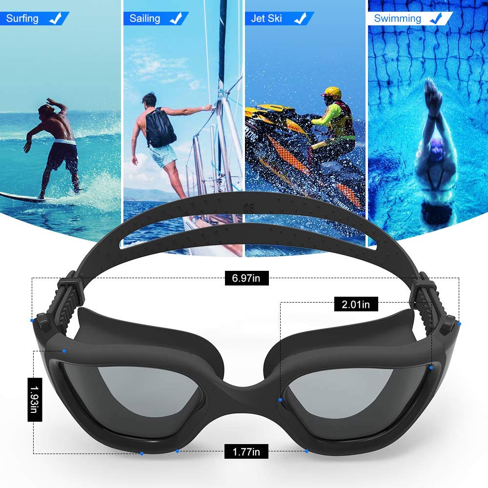 ZIONOR Swim Goggles, Upgraded G1 Polarized Swimming Goggles UV Protection Anti-fog Adjustable Strap for Men Women Adult Indoor or Outdoor (Polarized Smoke Lens)