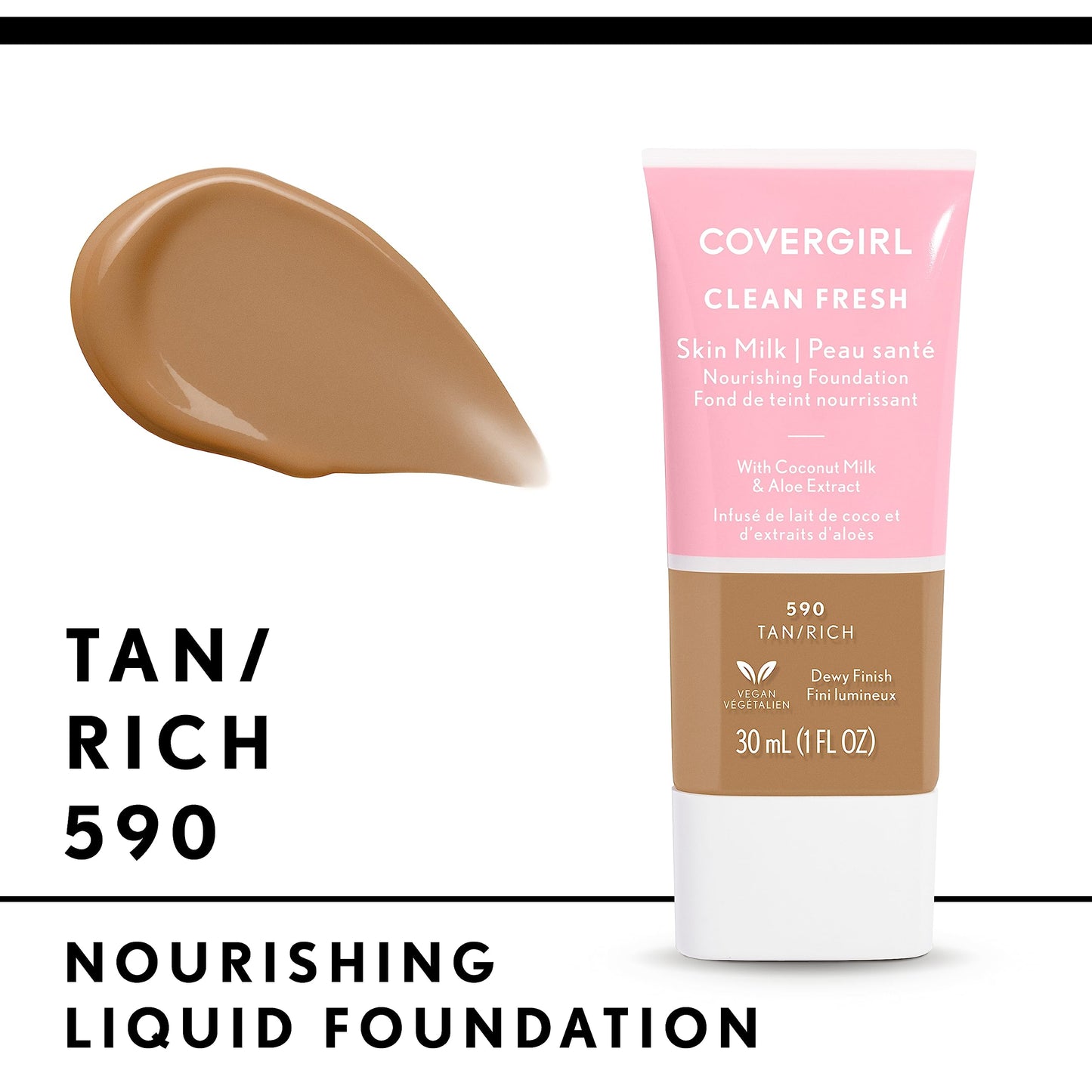 COVERGIRL, Clean Fresh Skin Milk Foundation, Tan/Rich, 1 Count (packaging may vary)