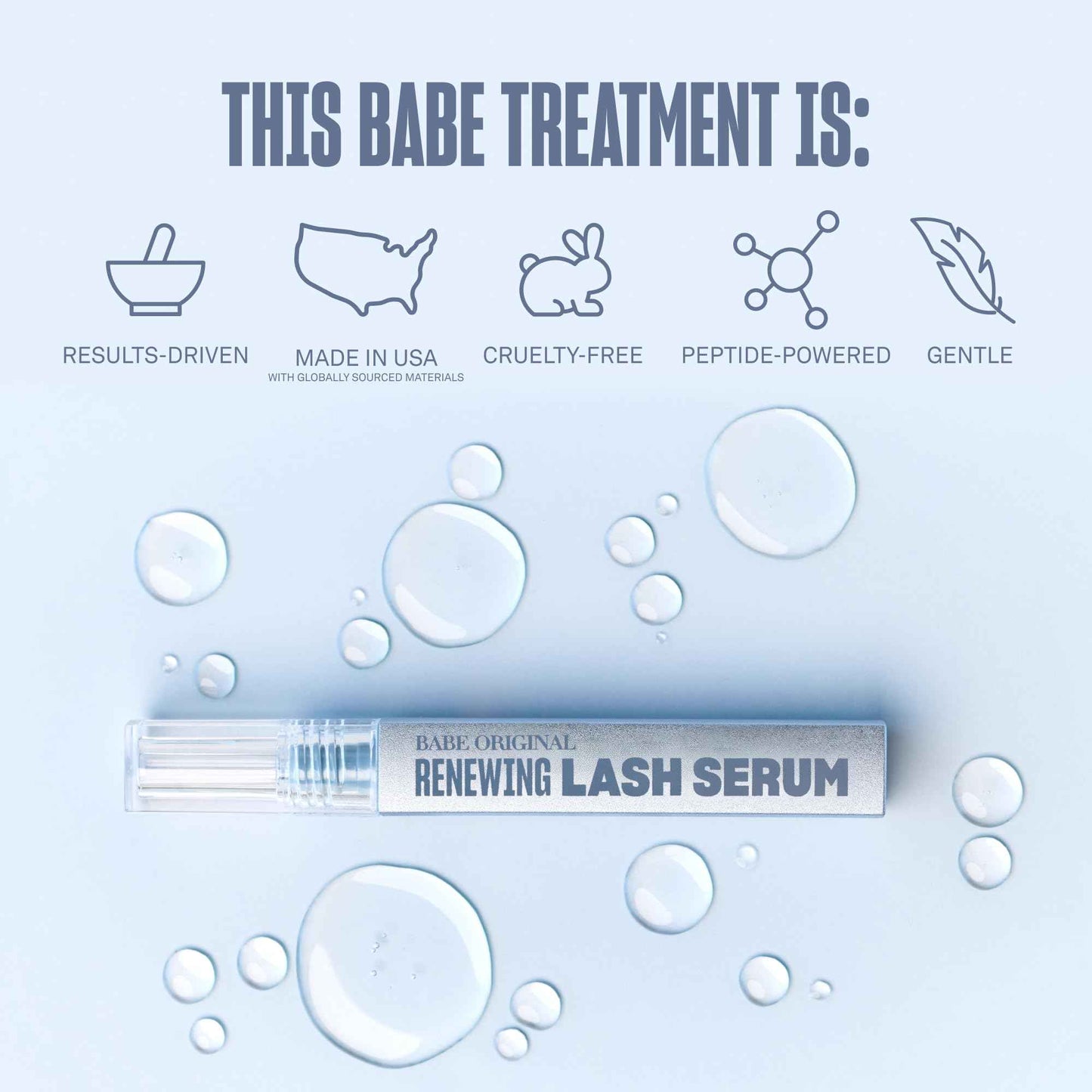 BABE ORIGINAL Renewing Lash Serum – Peptide-Infused Eyelash Serum for Fuller, Longer-Looking Natural Lashes, Lash Enhancing Treatment with Nourishing Botanicals, Cruelty-Free & Gentle, 6mL
