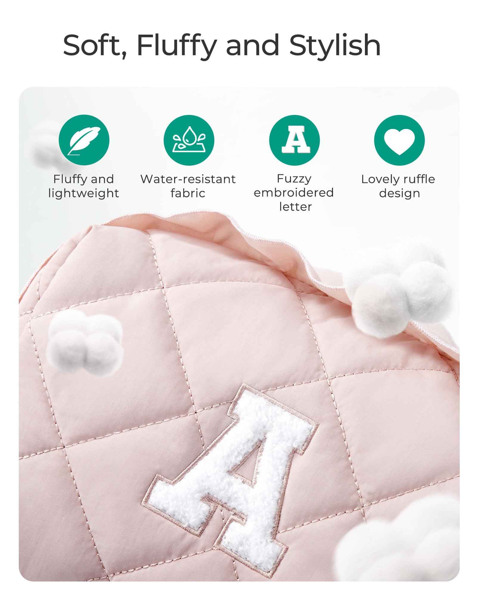 BAGSMART Elegant Roomy Makeup Bags (Initial-A-Pink)