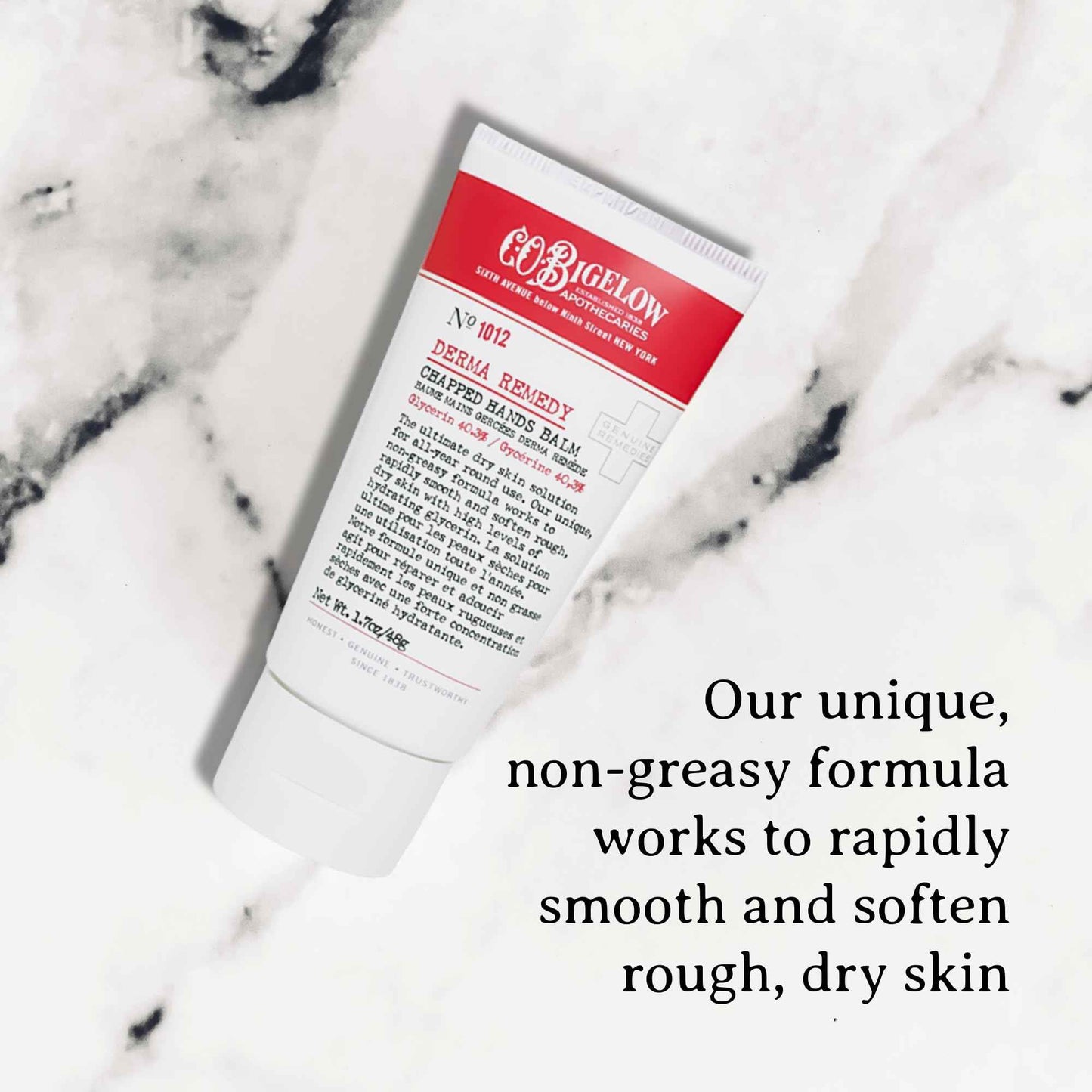 C.O. Bigelow Chapped Hands Balm, No. 1012 with Glycerin (40.3%) 1.7 oz, Hand Lotion Cream for Women and Men to Soften Dry Cracked Skin (Pack of 2)