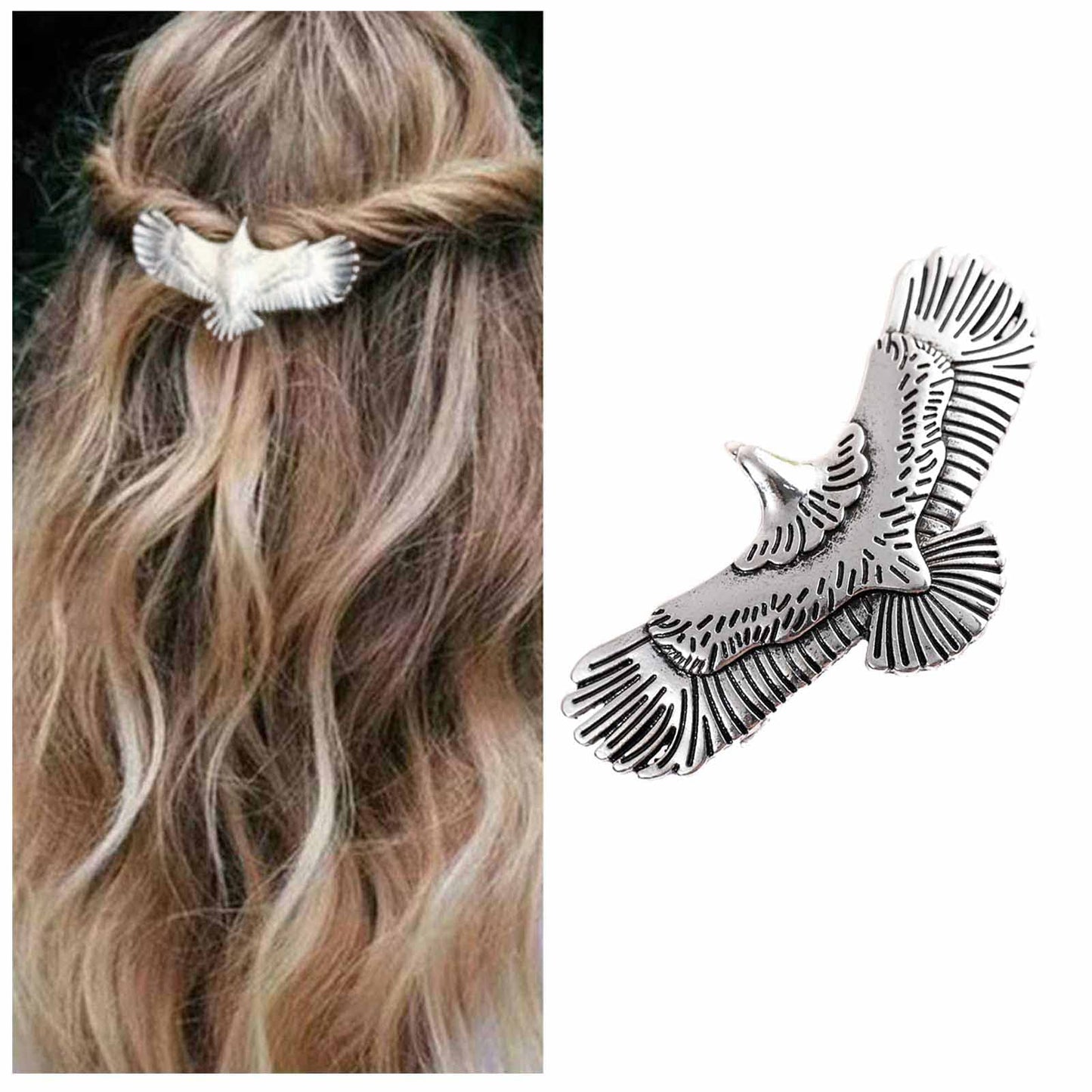 Iaceble Hair Clip Barrette Metal Bird Hair Clips Hairpin Silver, Vintage Eagle Hair Pin Accessories for Women and Girl Headdress