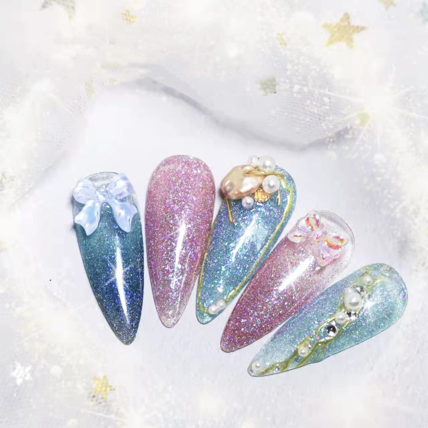 senvenski Diamond Gel Nail Polish Fantasy Stars Glitter Reflective Crystal Galaxy Shining Starrily Sparkle Soak Off Gift Set UV LED Art Varnish Kit (CS1-004)