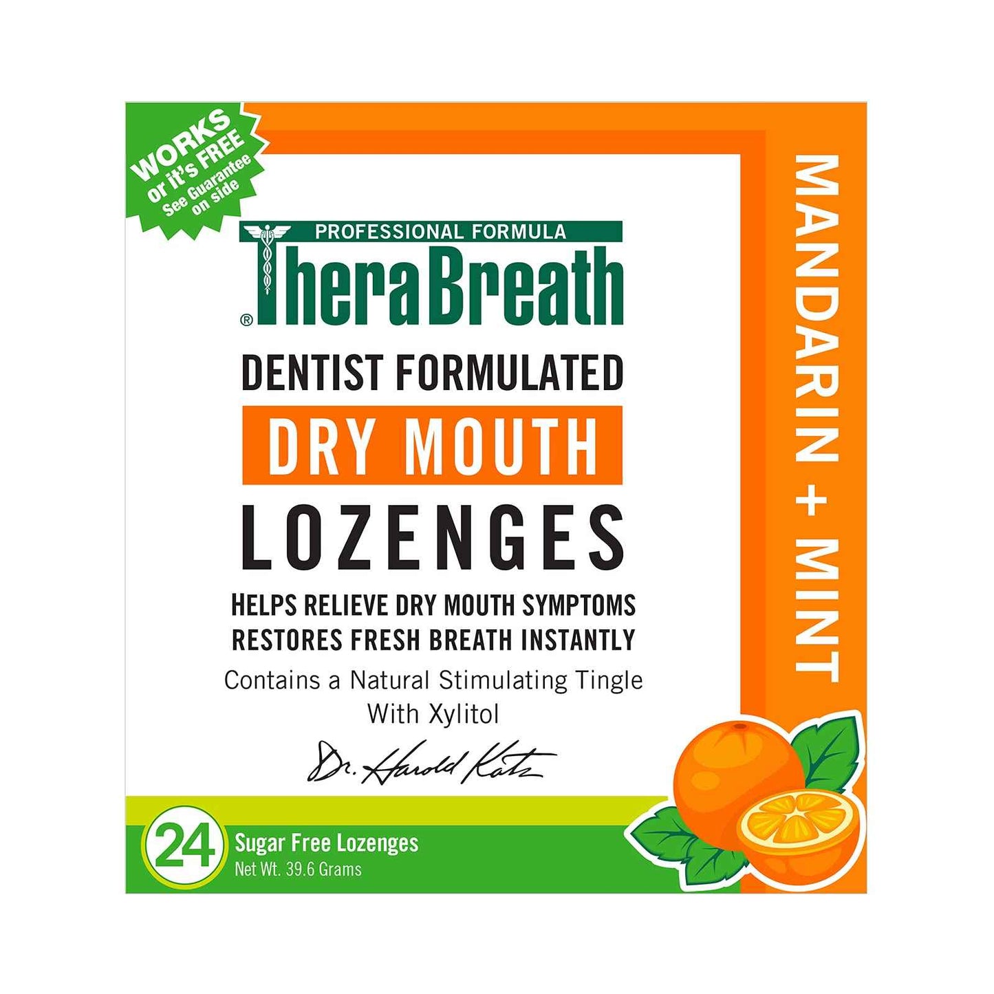 TheraBreath Dry Mouth Oral Rinse, Tingling Mint, Dentist Formulated, 16 Fl Oz (2-Pack) & Dry Mouth Dentist Formulated Sugar-Free Lozenges, Mandarin Mint, 24 Count