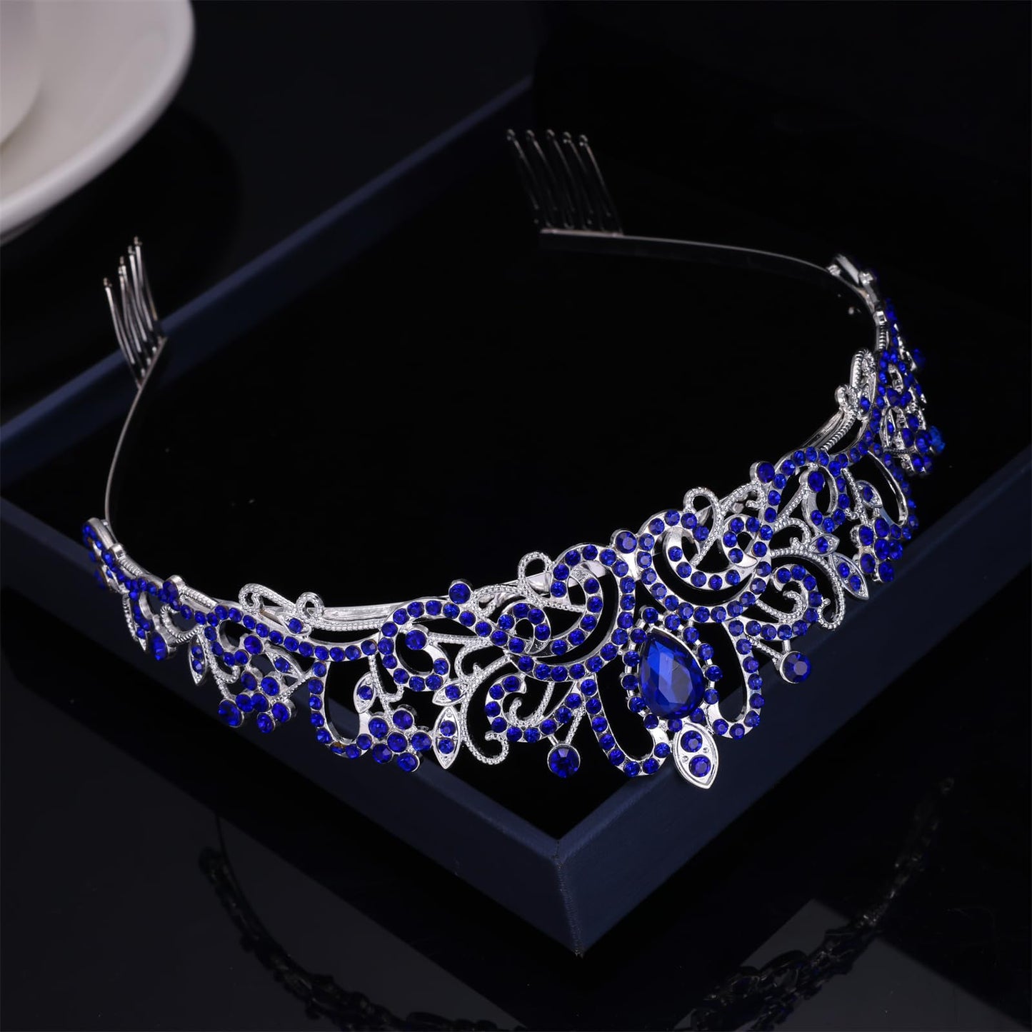 Kamirola - Crystal Tiara Crowns For Women Girls Princess Elegant Crown with Combs Women's Headbands Bridal Wedding Prom Birthday Party Headbands for Women(06) (Silver Blue)