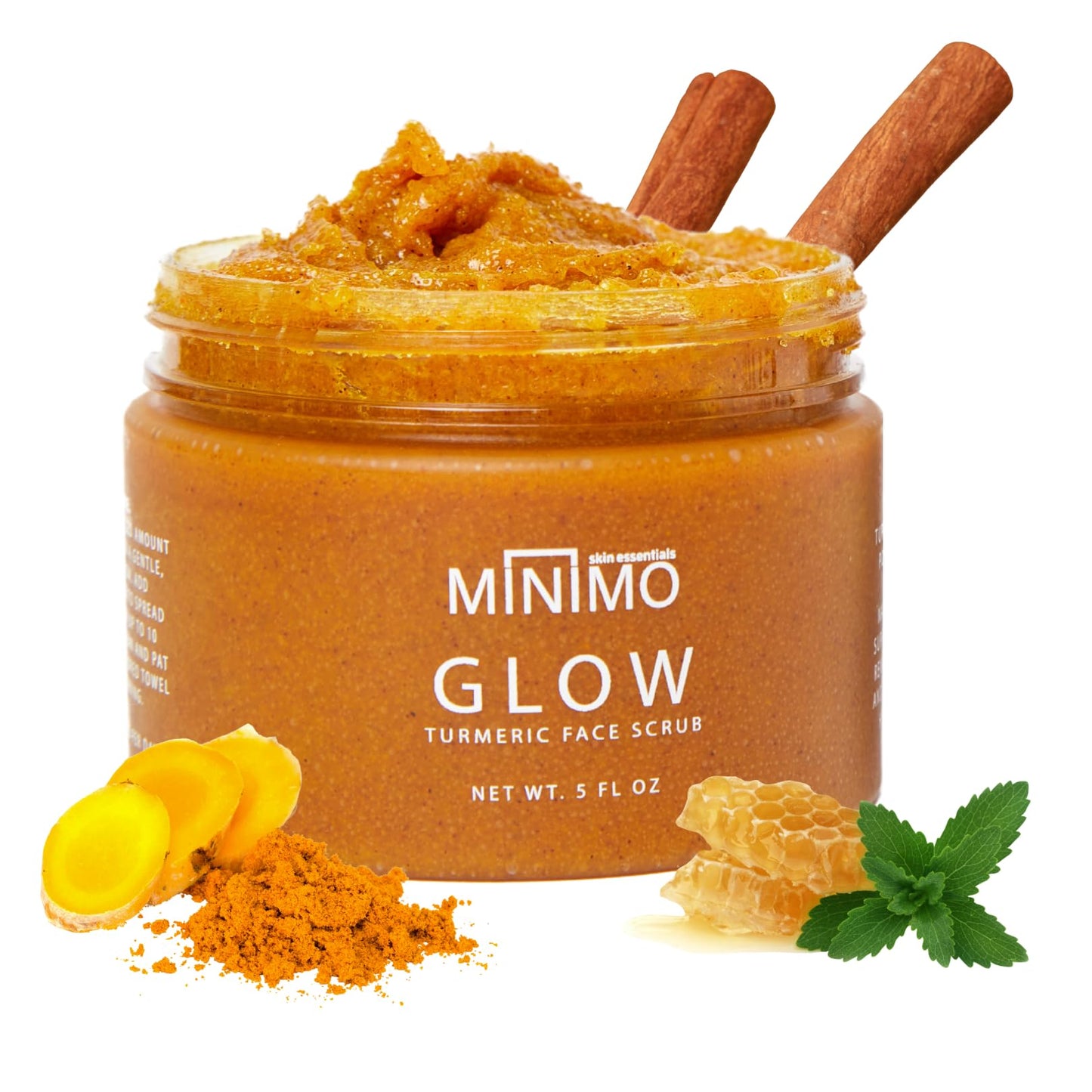 Minimo Glow Turmeric Face Scrub (𝐋𝐞𝐦𝐨𝐧 𝐂𝐚𝐤𝐞) - Infused with Turmeric, Manuka Honey, Cinnamon, and Chamomile - Face Scrub for All Skin Types - Achieve Healthy Skin