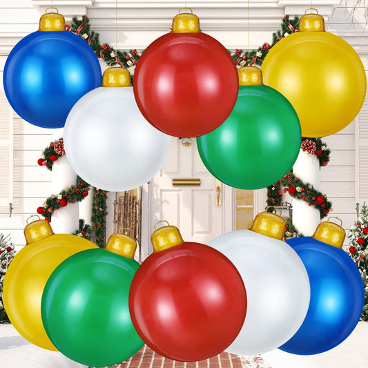 5 Pcs 24 Inch Inflatable Christmas Ornaments Oversized Hanging Christmas Balls Outdoor Christmas Decorations for Xmas Lawn Yard Porch Indoor Decor (Multicolor)