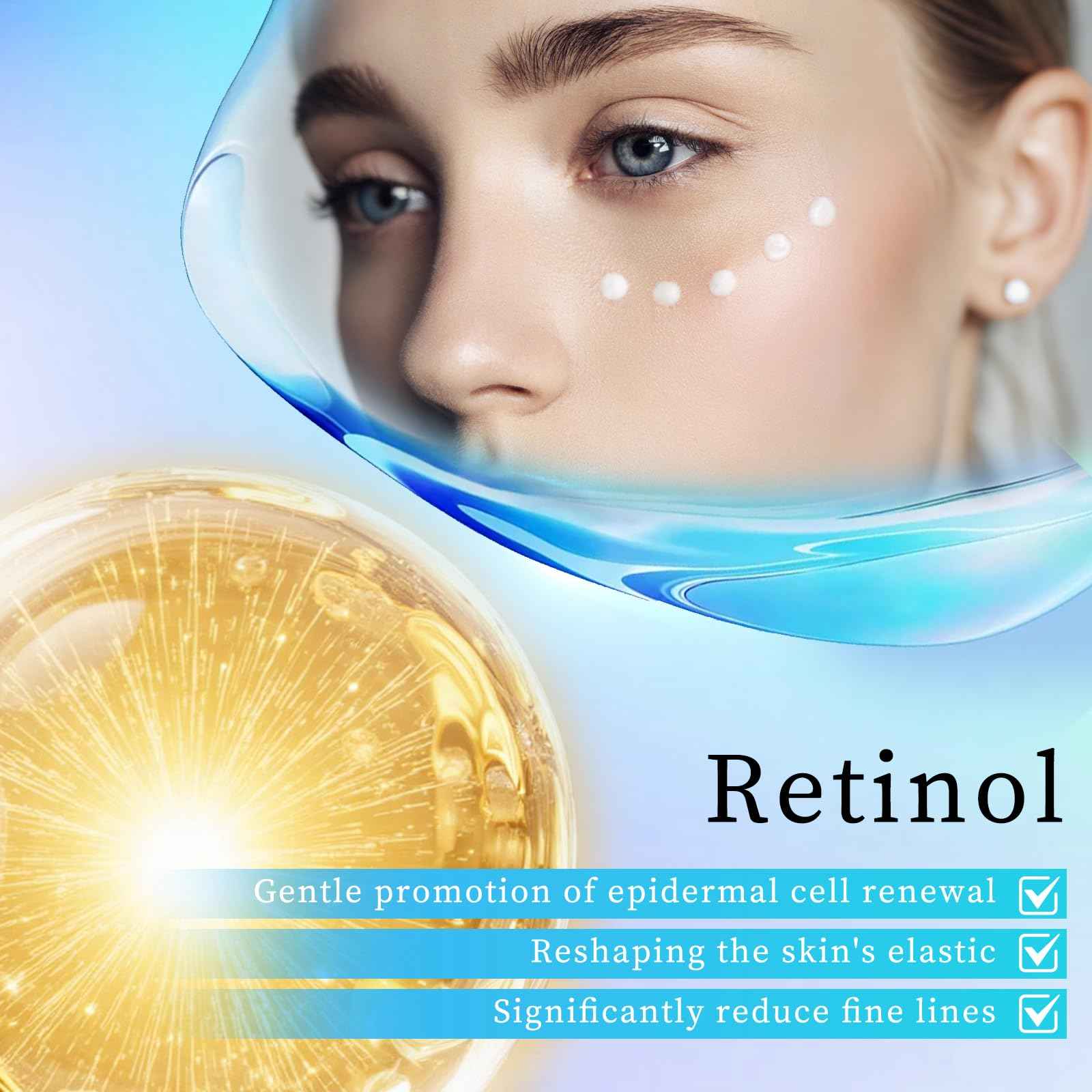 Retinol Eye Cream - Eye Cream for Dark Circles, Puffiness, Anti Aging, with Hyaluronic Acid, Peptides, Caffeine, Reduces Bags, Smooths Wrinkles & Fine Lines, Dark Circles Under Eye Treatment, 1 fl. oz