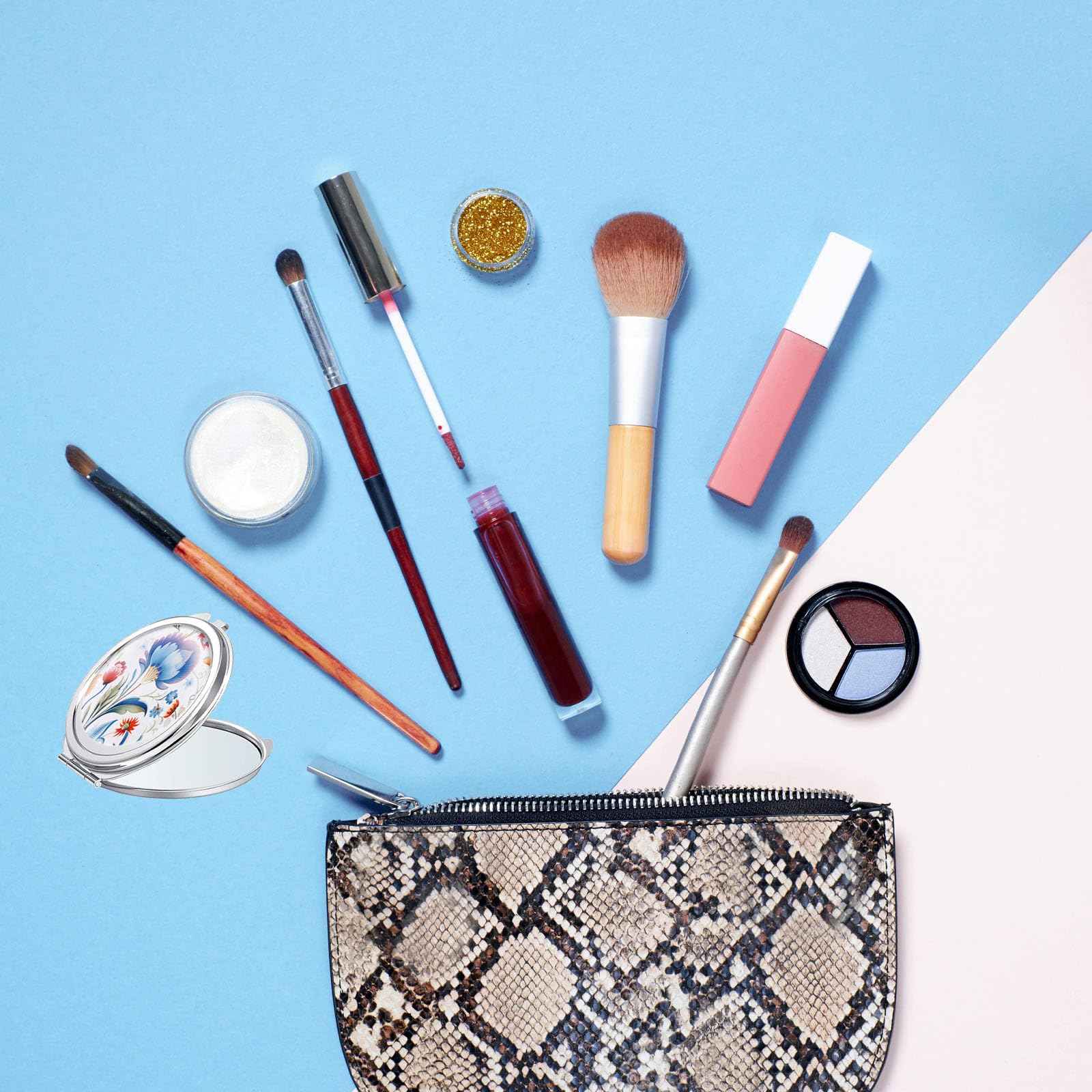 Frinnovan 18 Pack Sublimation Blanks Pocket Mirror Cosmetic Compact Travel Folding Mirrors for Makeup Women Wending Party Cute Round Shaped