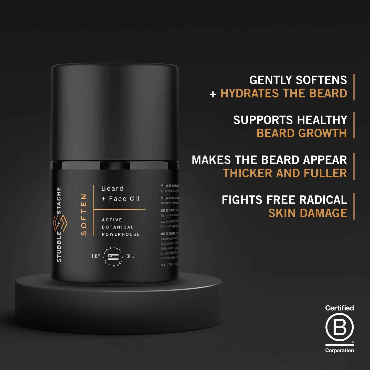 stubble & stache Hydrating Beard Oil for Men – Dual-Use Face & Beard Moisturizer & Conditioner with Baobab, Jojoba & Argan – Softens Hair, Stops Itch & Dry Skin – Lightweight Non-Greasy Oil, 1 fl oz