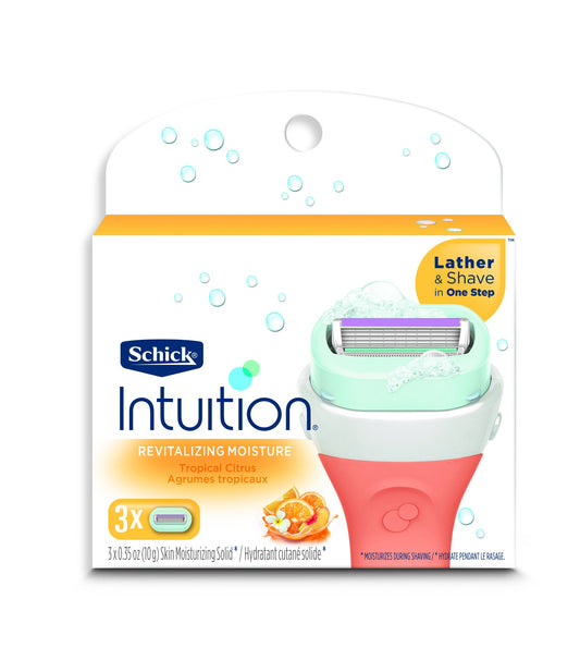Schick Intuition Revitalizing Moisture Razor Blade Refills for Women with Tropical Citrus Extracts - 3 Count