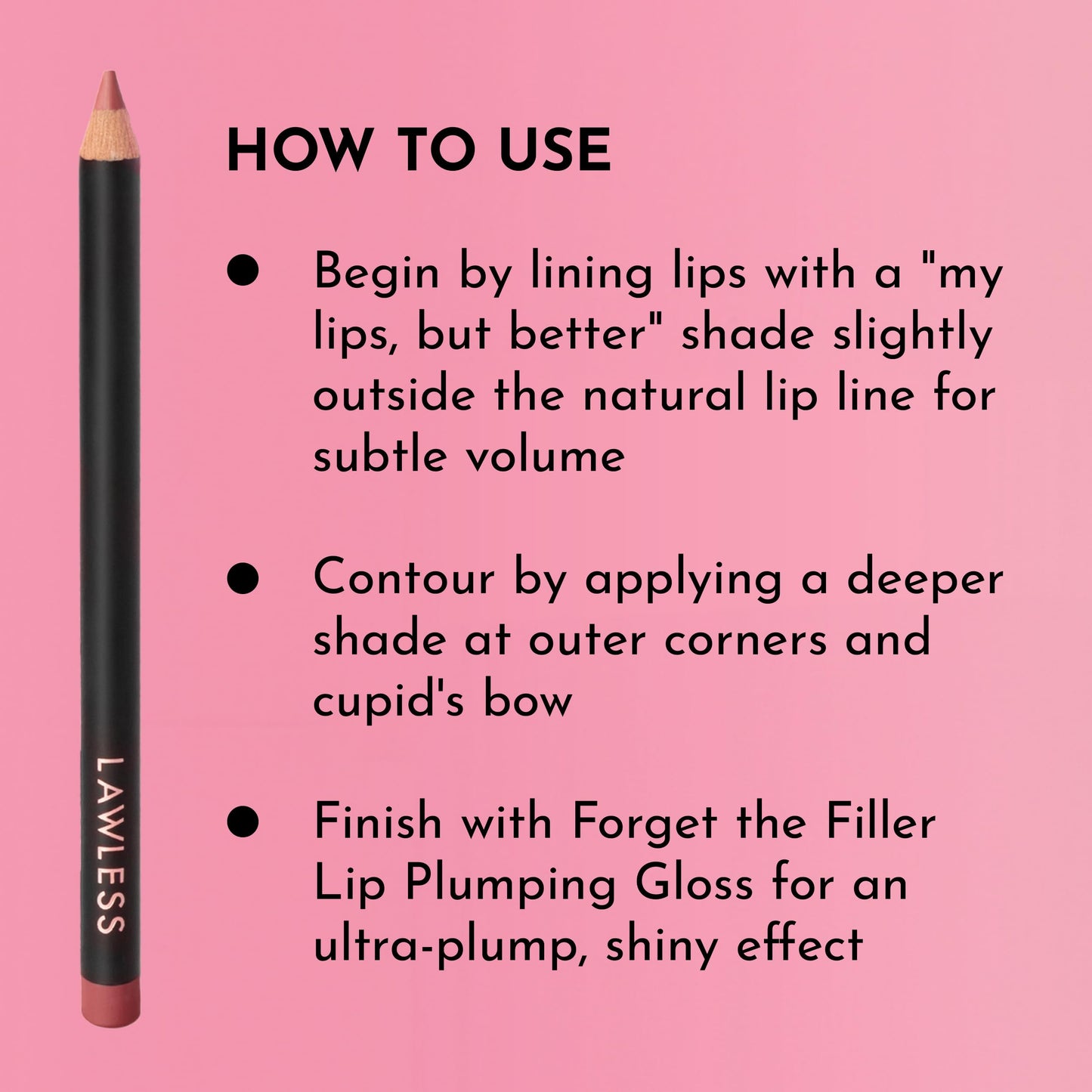 LAWLESS Forget the Filler Definer Liner - Rosewood - Premium Lip Liner with Natural Ingredients to Provide a Smooth Look with a Satin Finish, Clean Makeup with Tug-Free Application - 0.04 oz