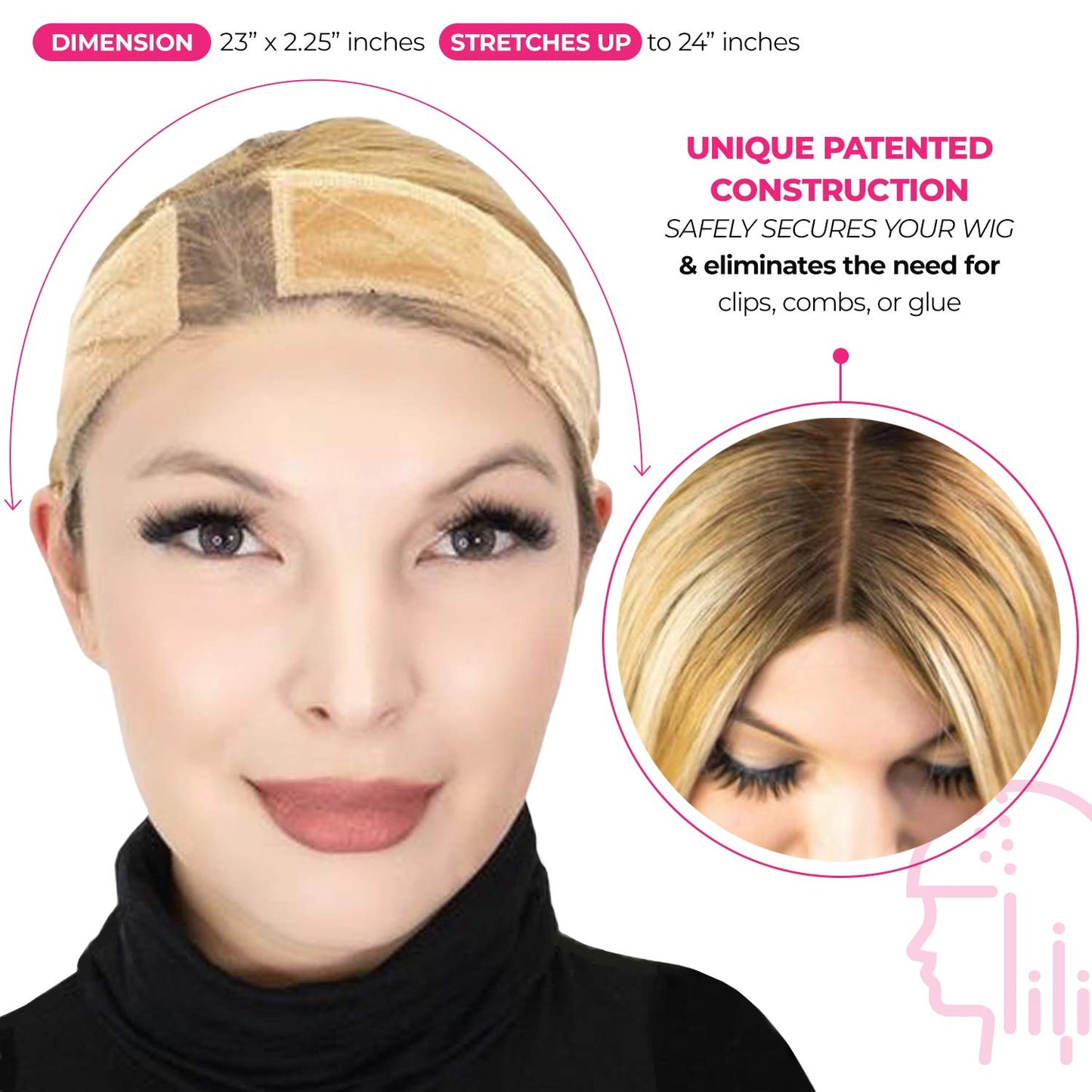 MILANO COLLECTION Lace Wigrip, Premium Lace Wig Band for Women, Fully Adjustable Wig Grip, Reinforced Swiss Lace by HAIRLINE, Secure Velvet Headband, Glueless, Chocolate Brown & Nude