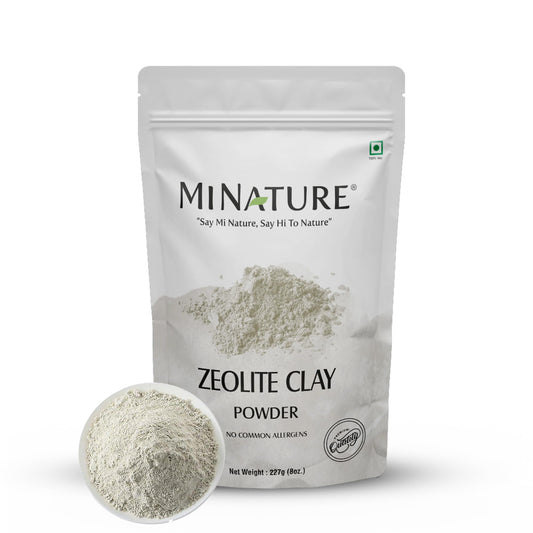 Zeolite Clay powder by mi nature | Zeolite clay | 227g(8 oz) | Absorbs excess oil | Skincare face masks, face scrubs, and body cleansers |Repair Damaged Hair | Vegan | 100% Natural