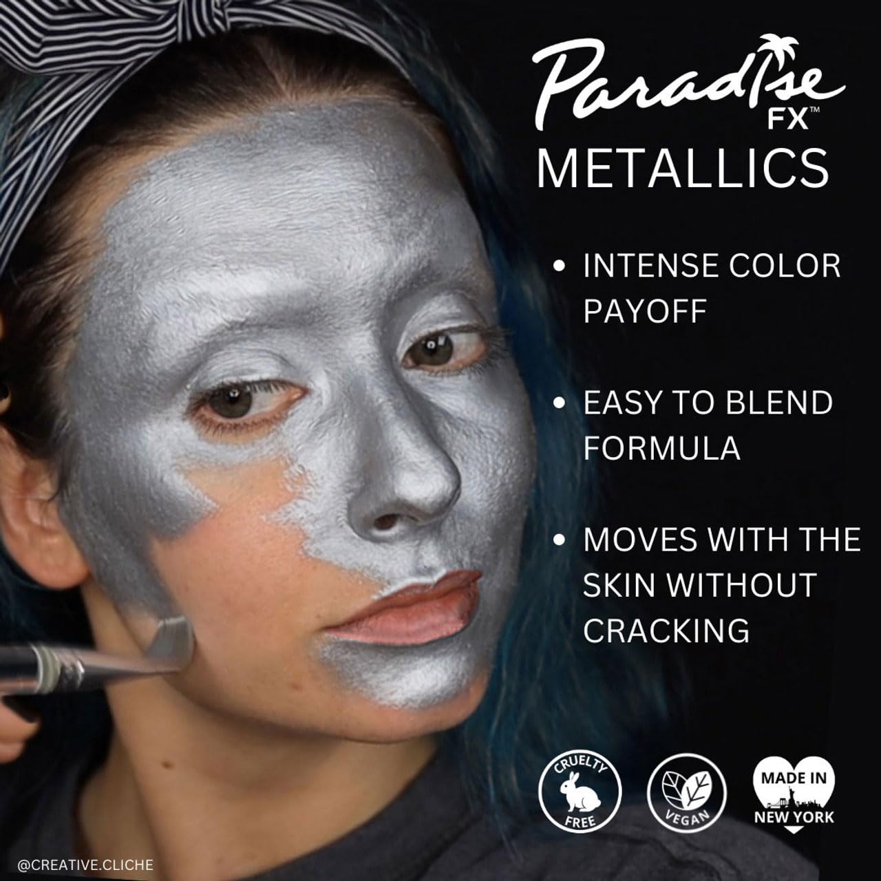 Mehron Makeup Paradise Makeup AQ Pro Size | Stage & Screen, Face & Body Painting, Special FX, Beauty, Cosplay, and Halloween | Water Activated Face Paint & Body Paint 1.4 oz (40 g) (Metallic Green)