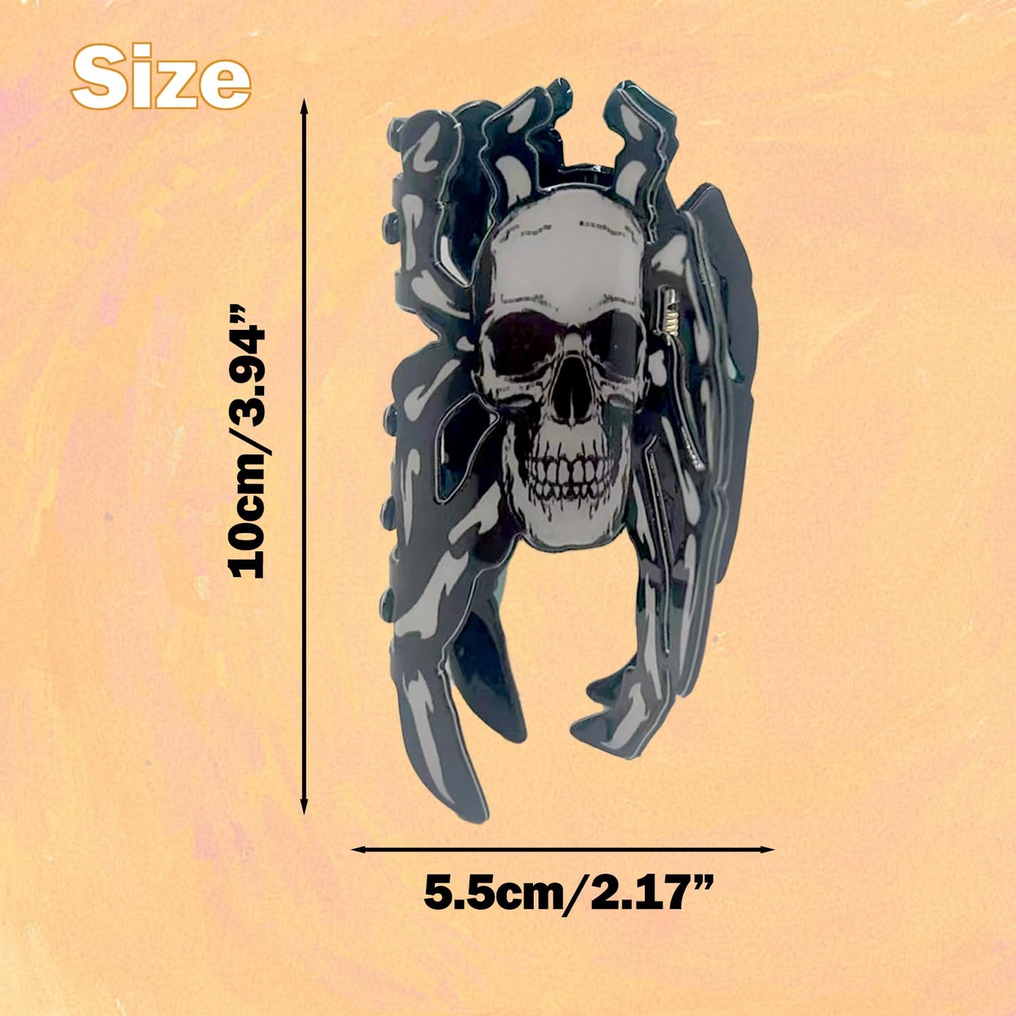 Halloween Hair Claw Clip，Mask Ghost Face Hairpin Funny Ponytail Clip Scream Grimaces Scary Styling Hair Accessories for Women (Skull 1)