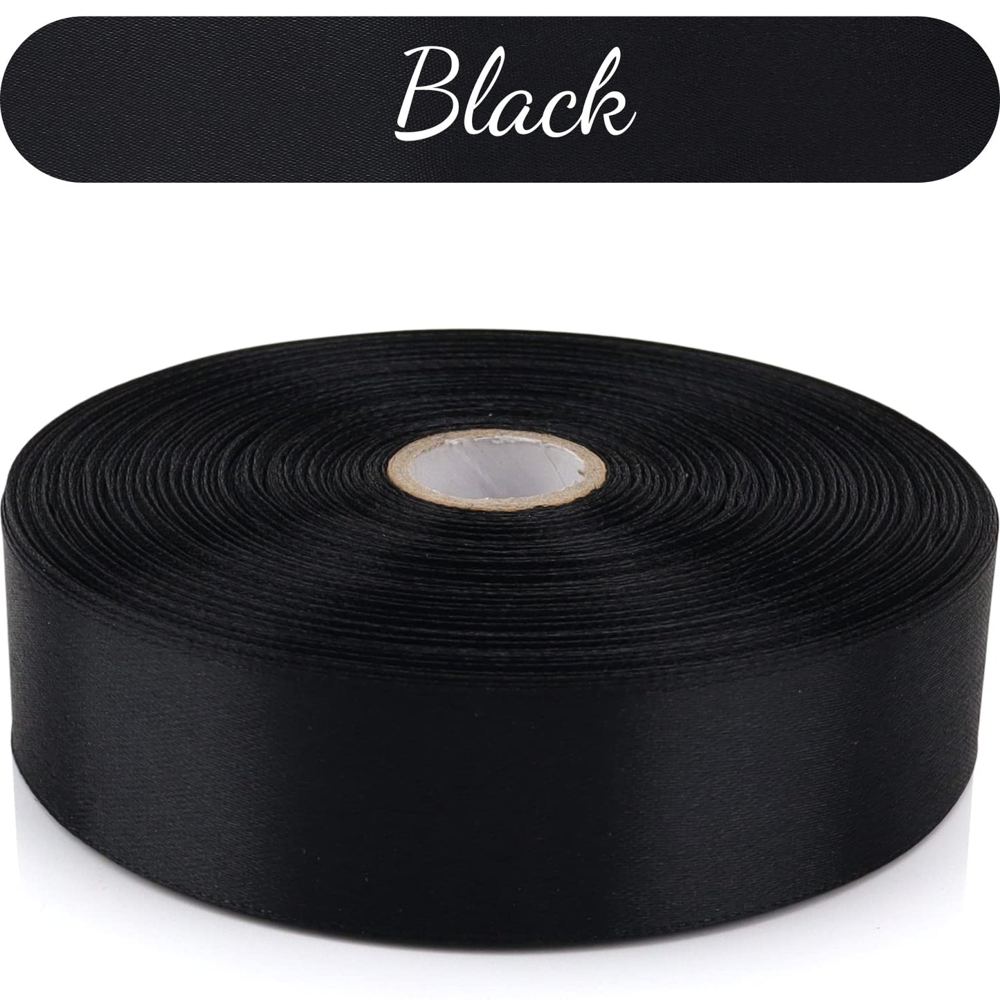 Nsilu 1 inch, Black Ribbon for Gift Wrapping 50 Yards Perfect Wedding Party Wreath Sewing DIY Hair Accessories Decoration Floral Hair Balloons Other Projects