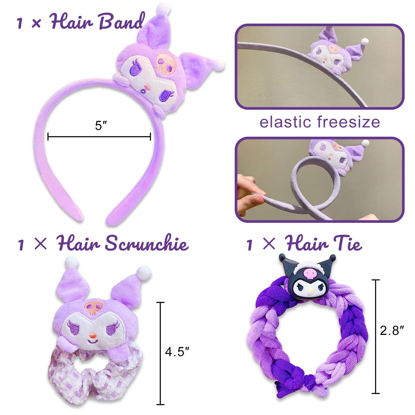 Kawaii Hair Accessories Set, Includes Headband, Hair Clips, Hair Scrunchies, Hair Ties, Cute Hair Clips Set for Girls Kids Gifts