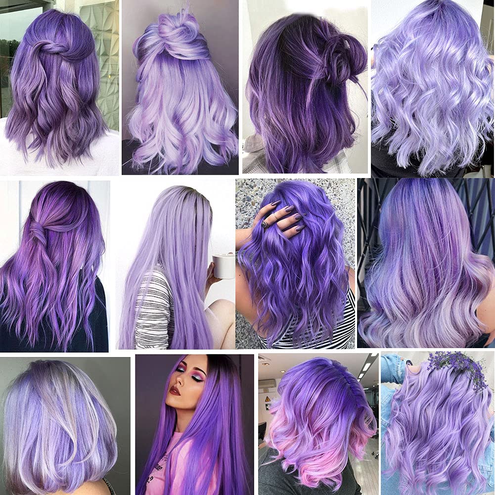 SARARHY Colored Hair Extensions 21 inch Multicolors Party Highlights Straight Hair Extension Clip In/On For girls and Women Costume Wig Pieces 16 PCS (Lavender Light purple)