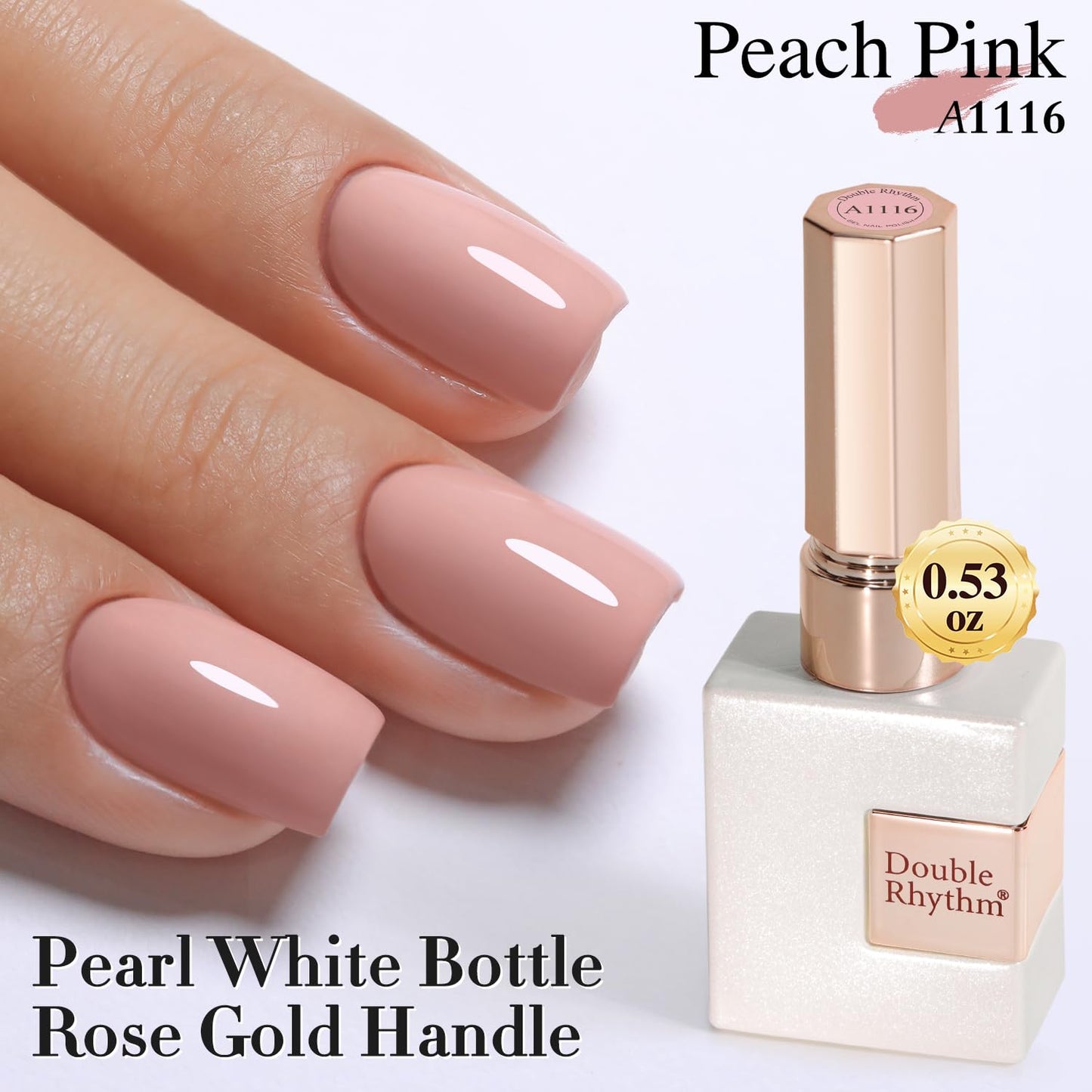 Double Rhythm 15ML Gel Polish Jelly Sheer Pastel Light Milky Color 1 PC 0.53 OZ Bottle UV Nail Polish Art Salon at Home for Women (Pastel Pink-B-A1116)