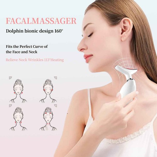 Red-Light-Therapy-for-Face and Neck, Face 𝖲 culpting Wand with 7 Color, Anti 𝖶rinkles Facial Massager for Face and Neck Tool for Skin Care (White)
