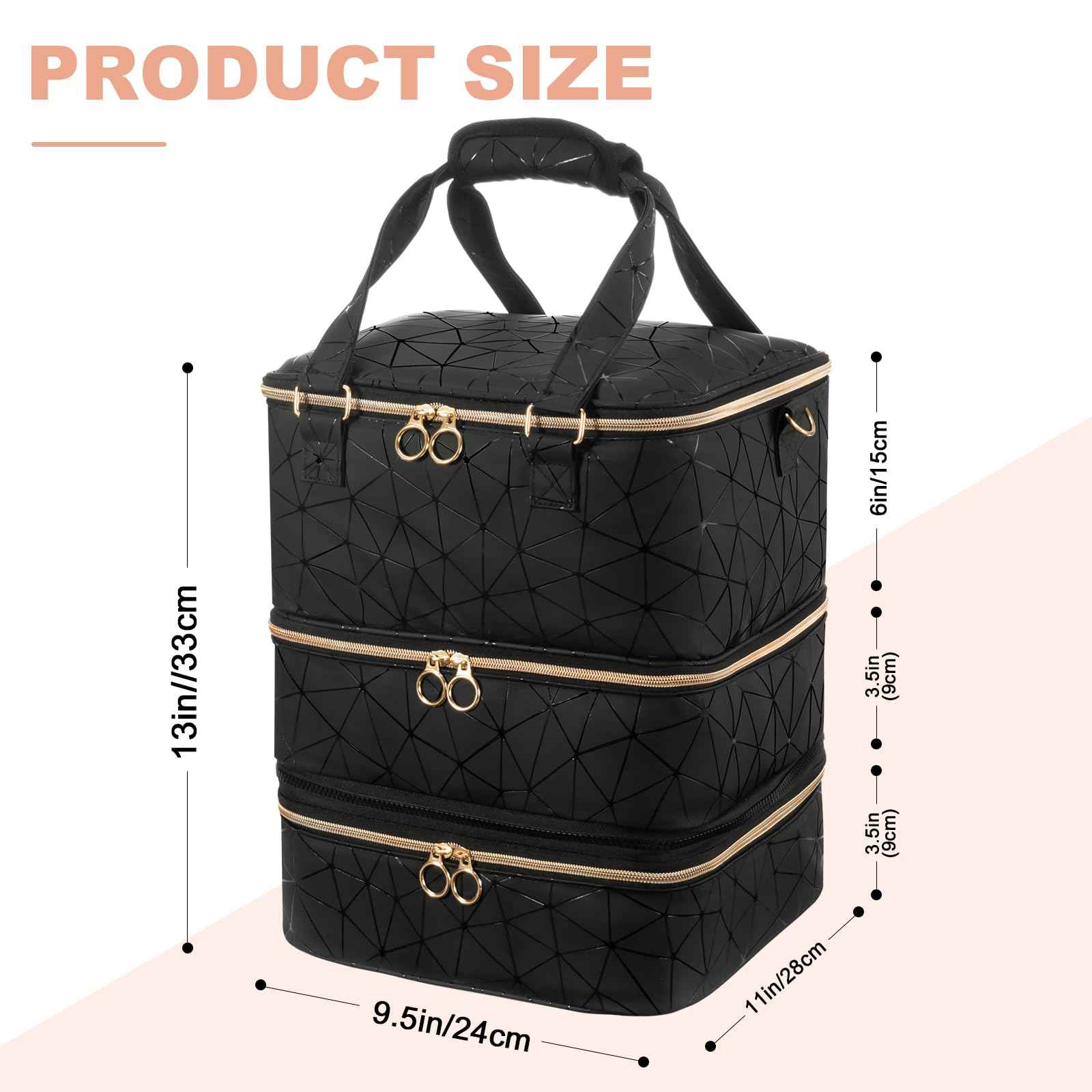 Uross Nail Polish Organizer Bag Holds 84 Bottles Nail Polish & Nail Lamp, Gel Nail Polish Organizers and Storage box for Nail Tech, Nail Kit Supplies Organizer Case-Black