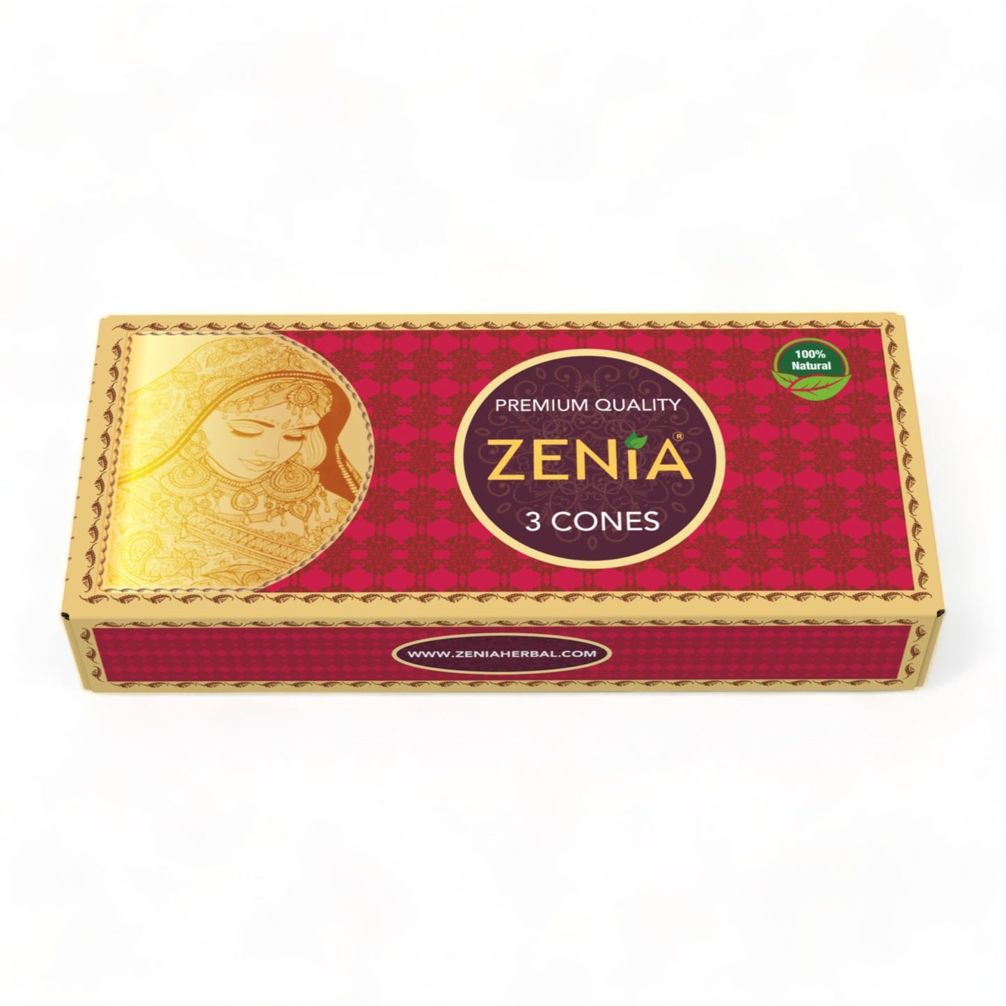 Zenia (Pack of 3) 100% Natural Henna Hair Color Paste Hair Dye Cones Dark Reddish-Brown Color 25g Each Cone