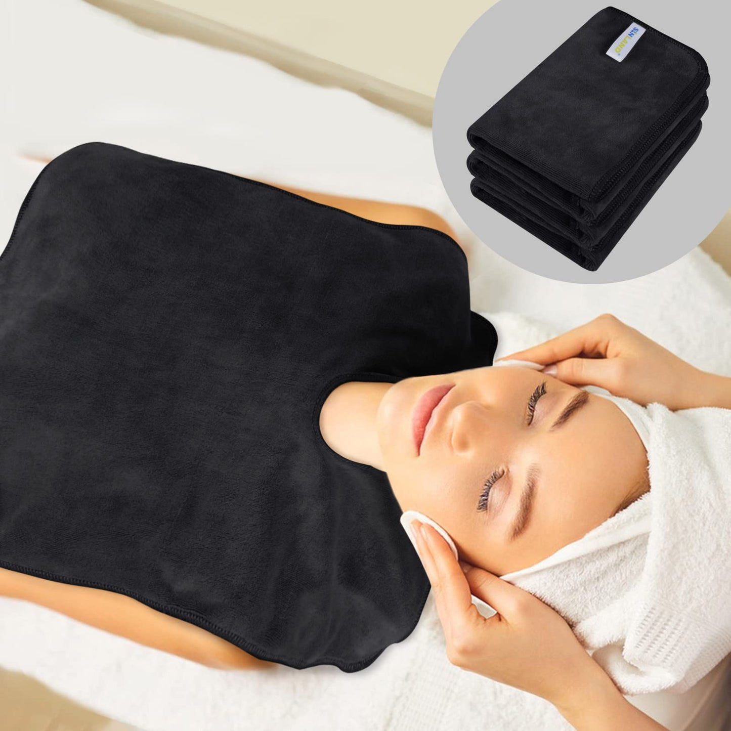 SINLAND Microfiber Esthetician Towels for Facials Mask Removing Face Wrap Soft Facial Cloth with Split Design Spa Towels for Facial Steam Massage and Cleansing