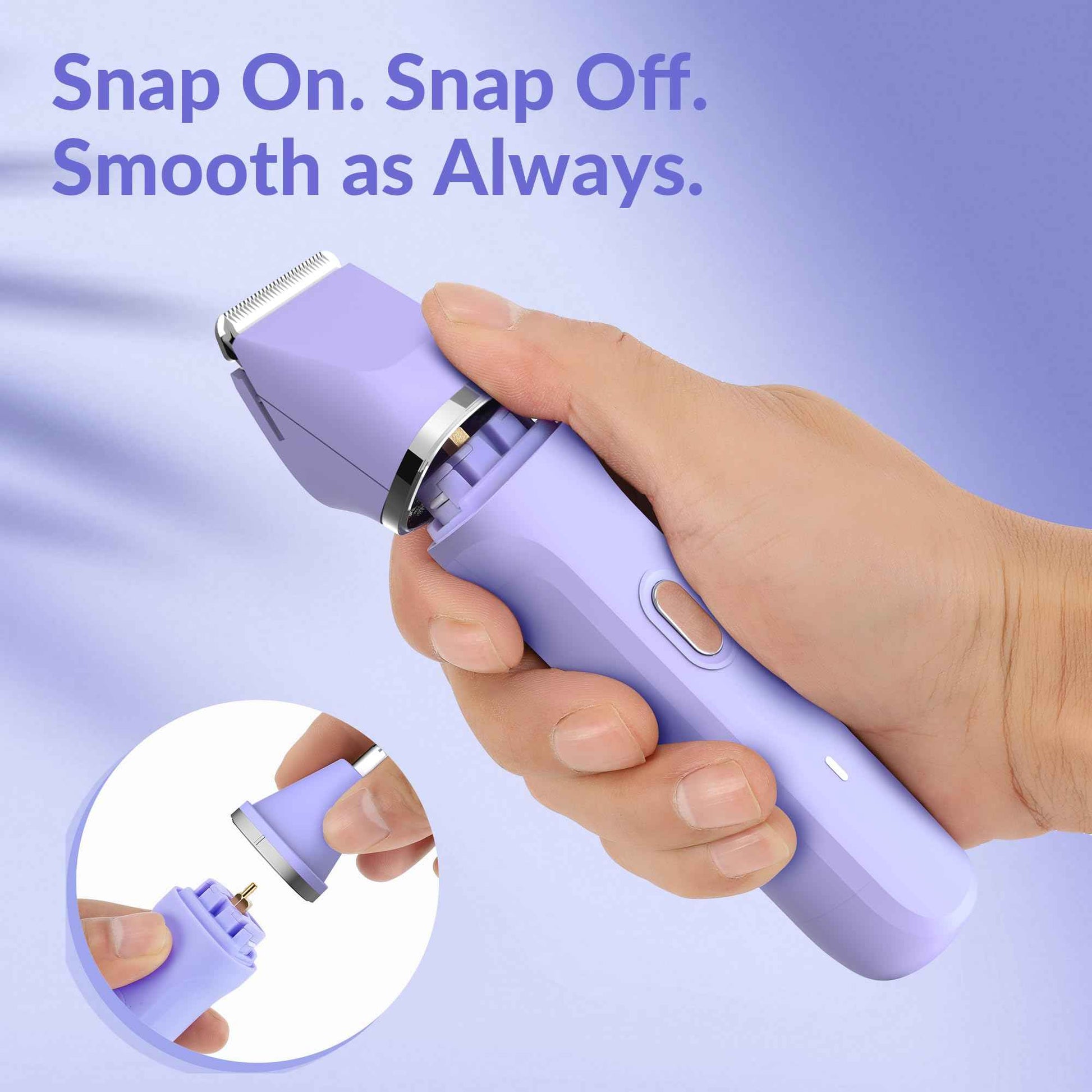 KINGTEE 5-in-1 Electric Bikini Trimmer for Women – IPX7 Waterproof Shaver, Cordless Body & Facial Razors for Women, Ceramic Blades, USB-C Rechargeable, Painless Hair Removal Kit (Purple)