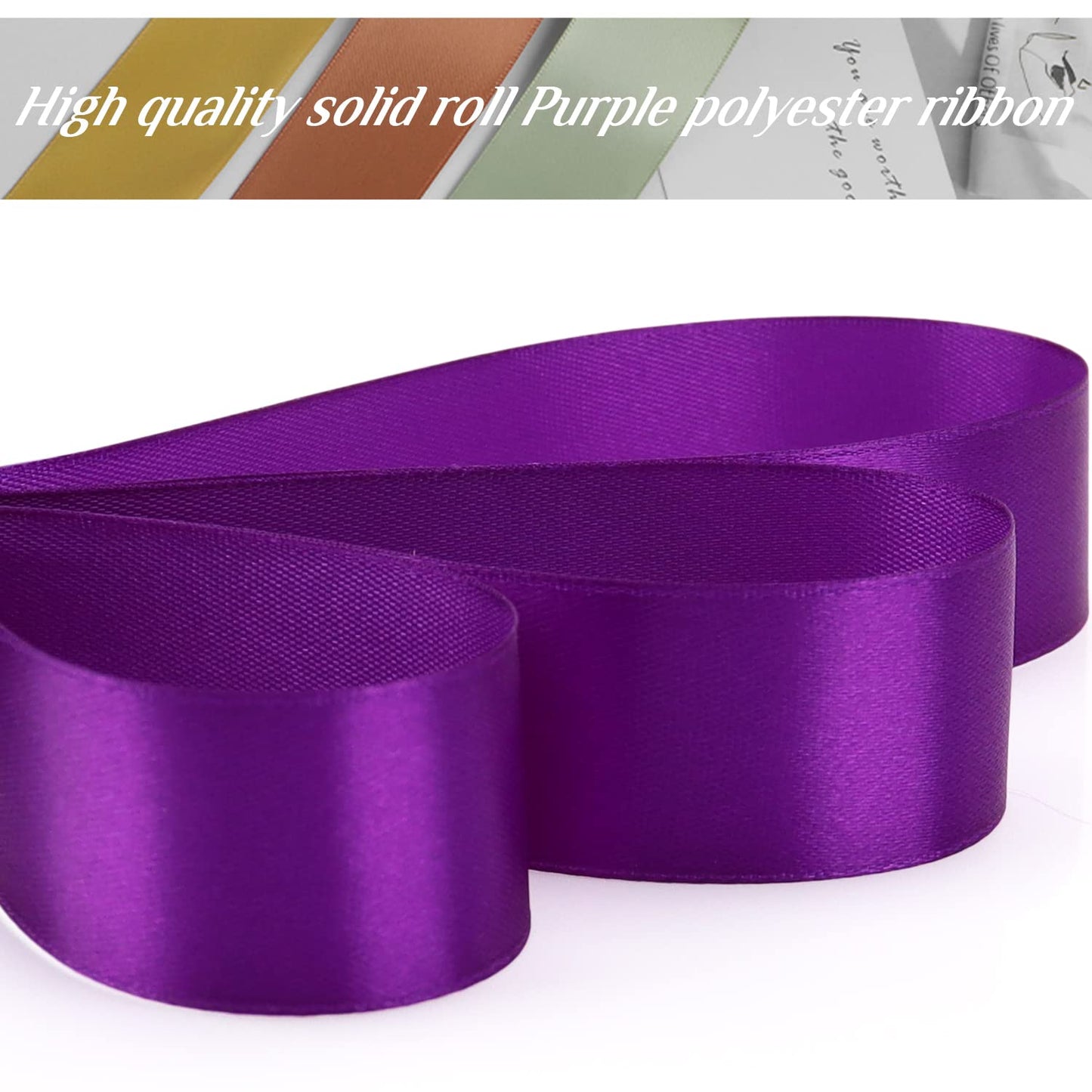 Nsilu 1 inch Purple Ribbon for Gift Wrapping 50 Yards Perfect Wedding Party Wreath Sewing DIY Hair Accessories Decoration Floral Hair Balloons Other Projects