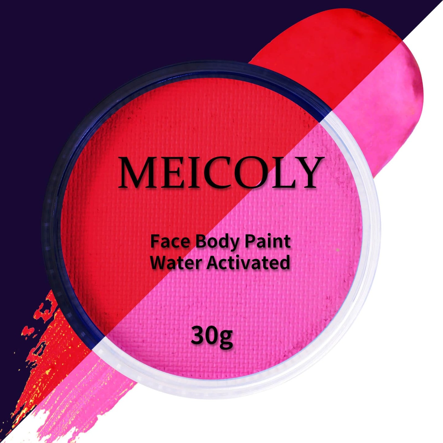 MEICOLY Neon Hot Pink Face Paint,Water Activated Face Paint,Glow in The Dark Full Body Paint,Washable Non-toxic Fluorescent Single Color Body Paint,1.05oz,Neon Hot Pink/UV Pink