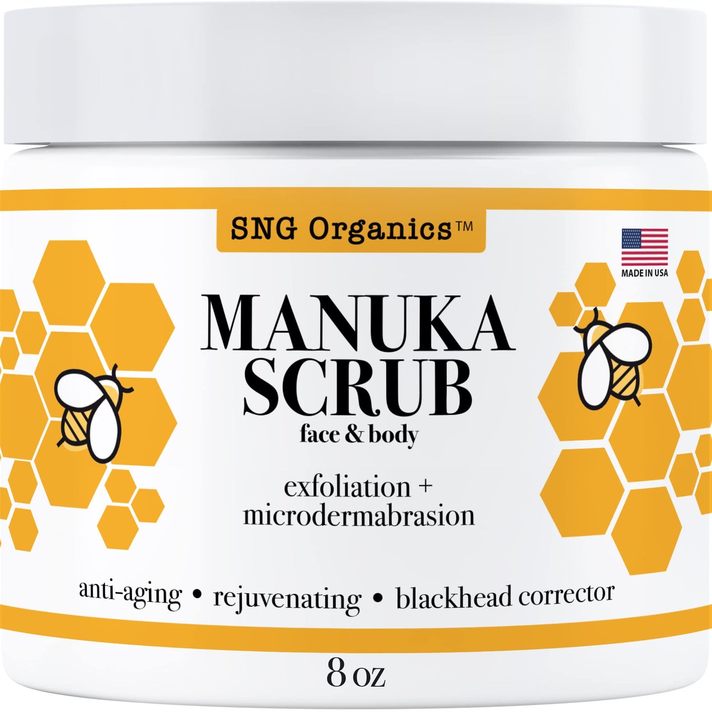 Manuka Honey New Zealand Body Scrub - Deep Pore Microdermabrasion, Exfoliating Body Scrub - Blackhead Remover, Moisturizing Body Exfoliator for Anti-Aging & Acne