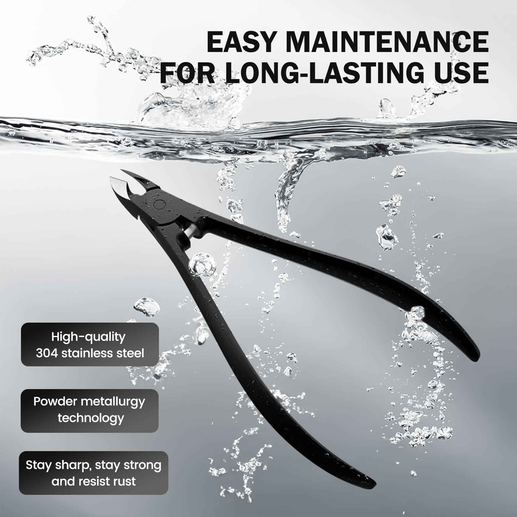 BEZOX Cuticle Cutters for Nails - Precision Half Jaw Cuticle Clippers, Stainless Steel Cuticle Trimmer for Manicure and Pedicure, Professional Cuticle Remover Tool - Black