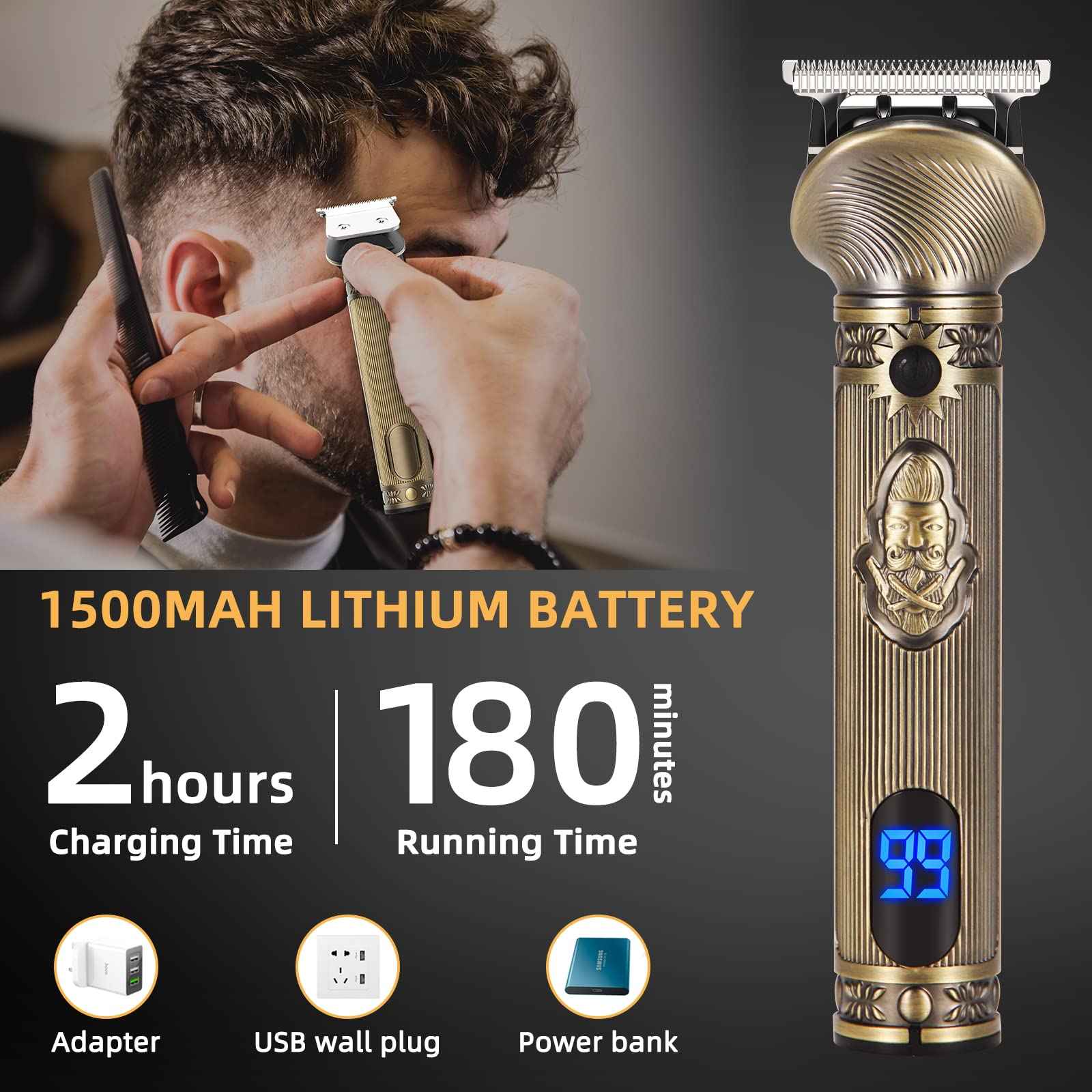 REHOYO Beard Trimmer for Men, Travel Electric Shavers for Men with Case, Cordless Hair Clipper, Mens Grooming Kit for Mustache Body Nose Face - 180 Mins Shaving, Gifts for Him & Father