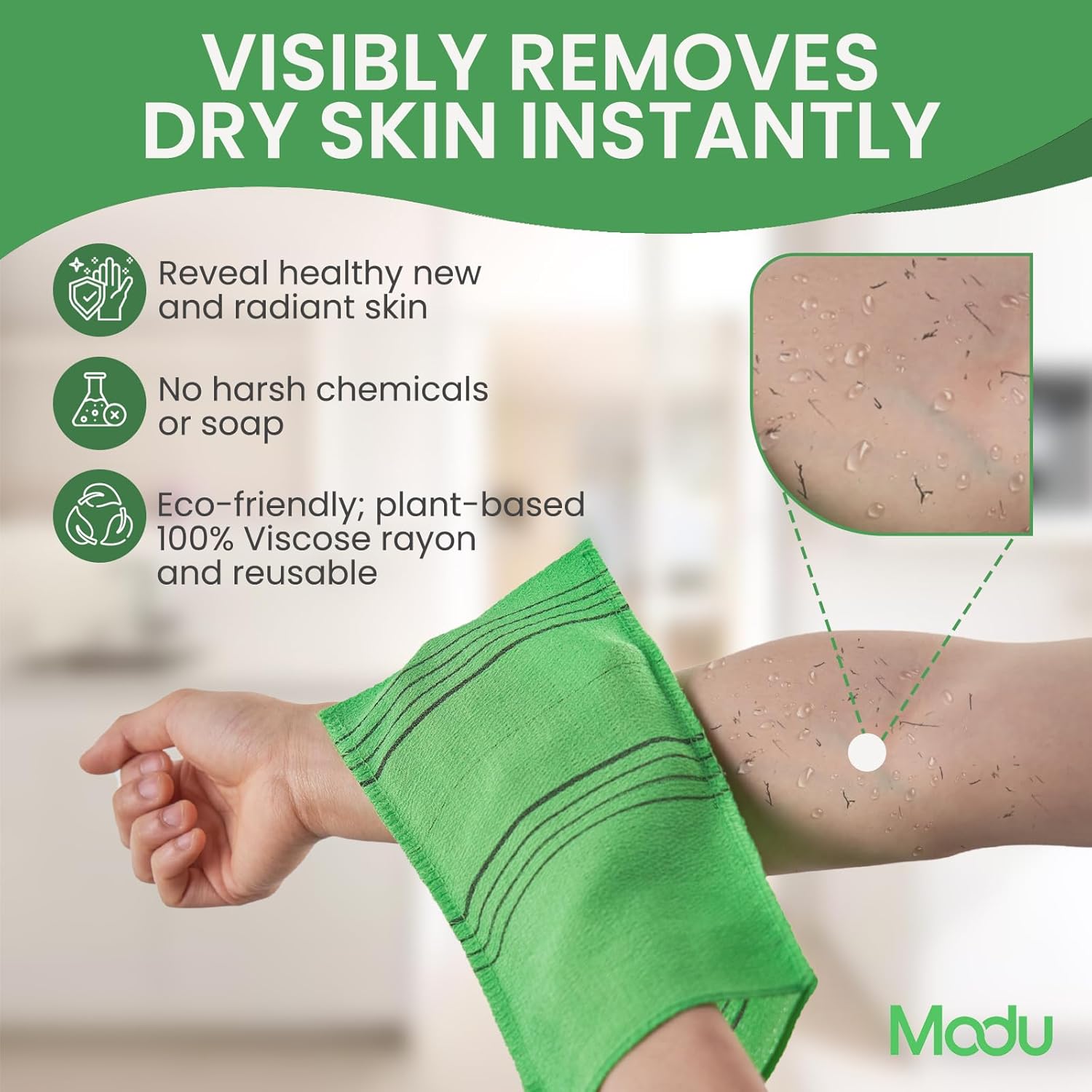Modu 4 Pcs Korean Exfoliating Mitt Bath Washcloth 9.1 x 6 in - Asian Italy Towel (Large 4Pcs Green SkyBlue Pink Yellow)