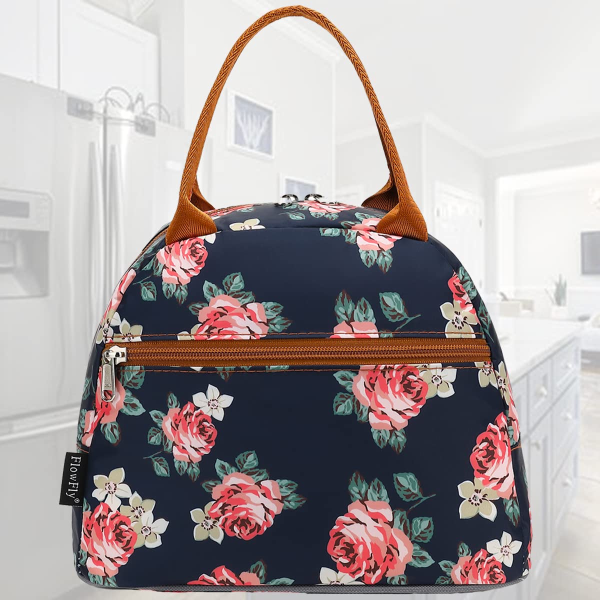 FlowFly Lunch Bag Tote Bag Lunch Organizer Lunch Holder Insulated Lunch Cooler Bag for Women/Men, Rose