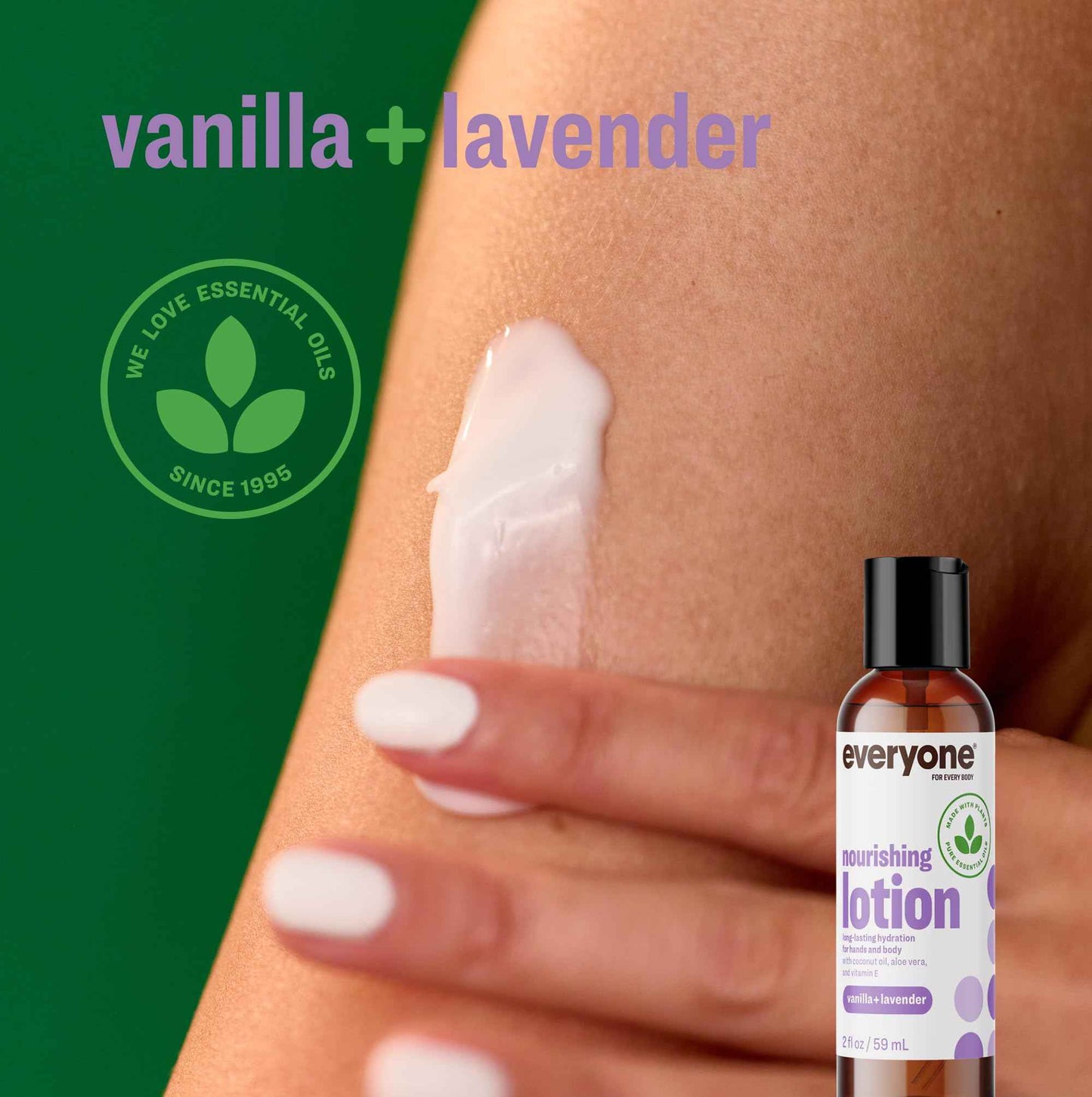 Everyone 2-in-1 Lotion for Hands/Body, Travel Size, 2 ounce (Pack of 12) Vanilla and Lavender made with Essential Oils for Men and Women