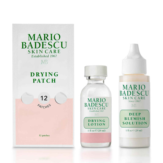 Mario Badescu Powerful Blemish Spot Solution Skin Care Set - Drying Lotion, Deep Blemish Solution & Drying Patch with Salicylic Acid, Zinc Oxide & Niacinamide for Surface & Deep Imperfection