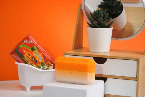 ASANTEE Papaya & Rice Milk with Honey Cleansing Soap 125 Grams (Pack of 3)