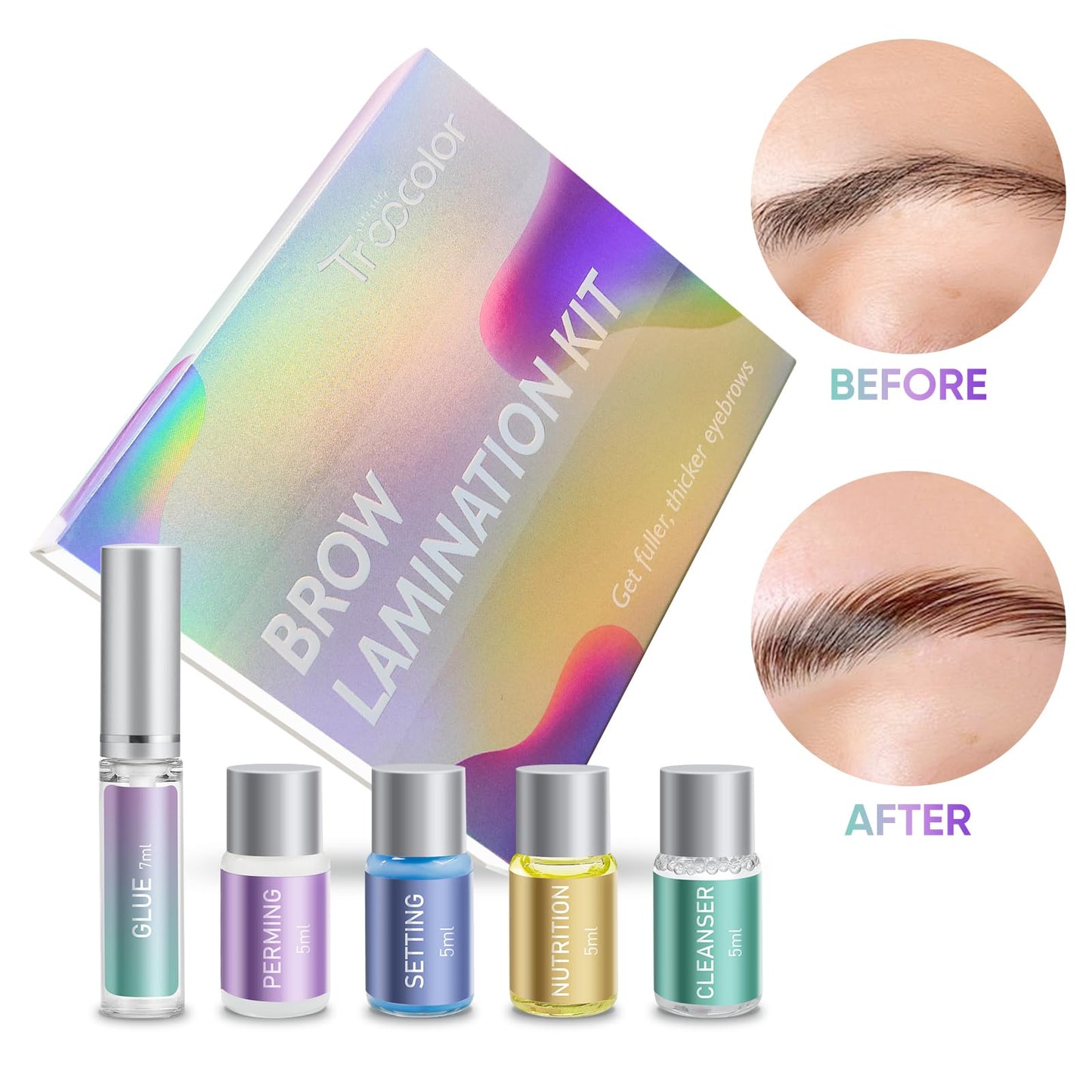 Troocolor Eyebrow Lamination Kit, Professional Eye Brow Lamination Kit Salon Grade Get Fuller and Thicker Eyebrow Result at Home Lasts Up to 6 Weeks, Cruelty-Free